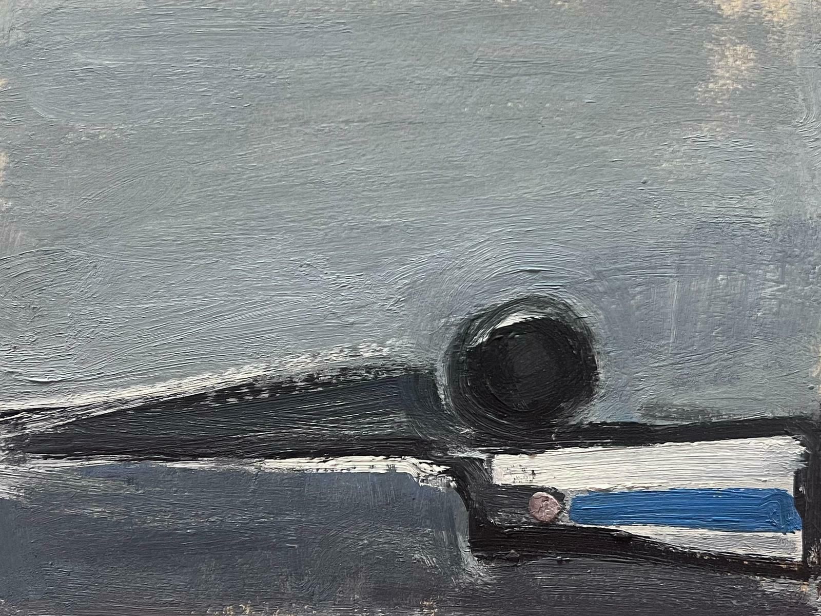 Elisabeth Hahn20th Century German Modernist Oil Painting Black Grey White And Blue Abstract20th Century