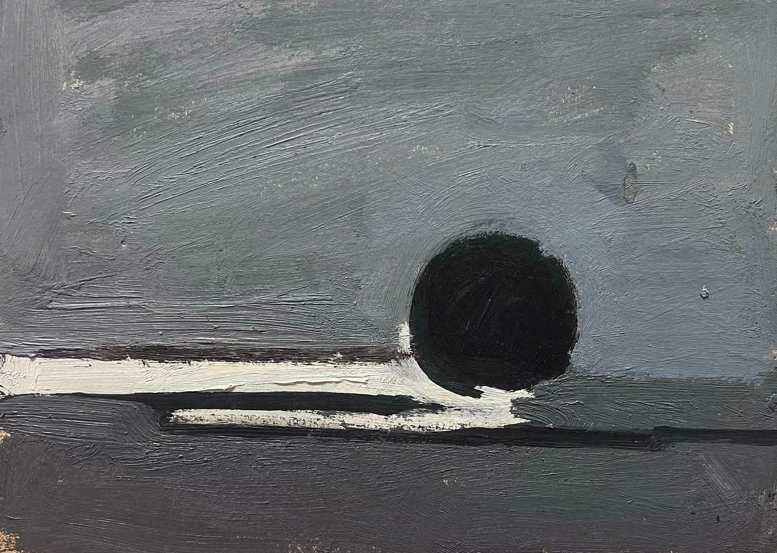 Elisabeth Hahn20th Century German Modernist Oil Painting Black Grey And White Ball Abstract20th Century