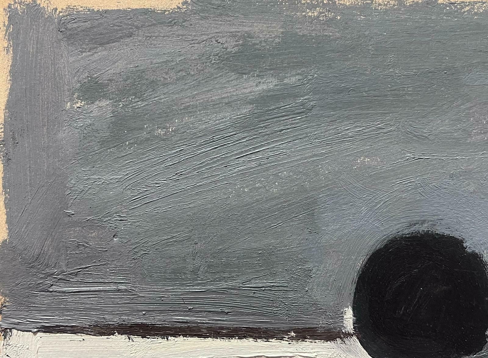 Elisabeth Hahn20th Century German Modernist Oil Painting Black Grey And White Ball Abstract20th Century photo furniture