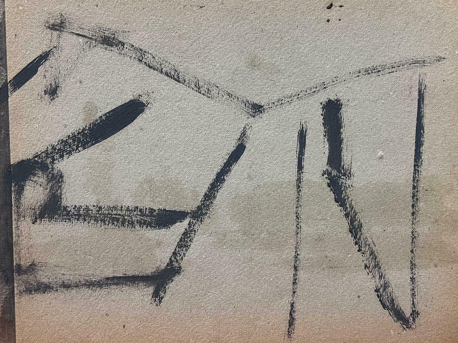 Elisabeth Hahn20th Century German Modernist Oil Painting Black Grey And White Ball Abstract20th Century photo 487.0