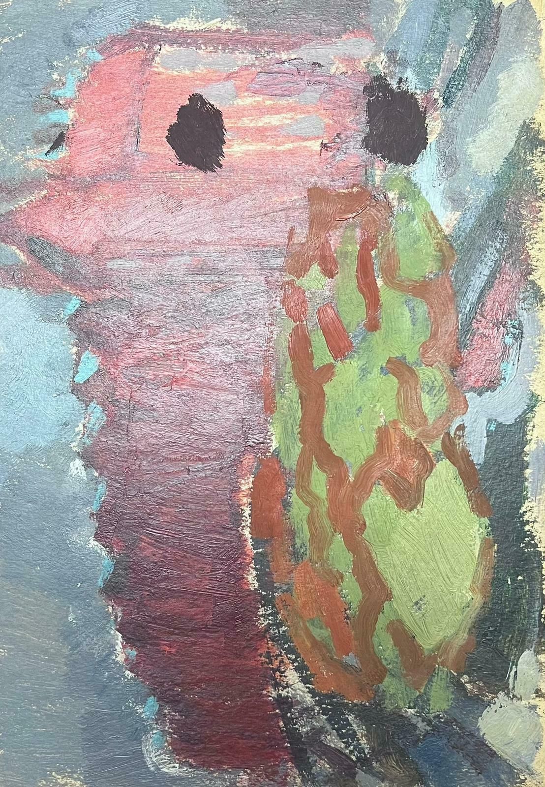 Elisabeth Hahn20th Century German Modernist Oil Painting Three African Figures Standing20th Century photo Art