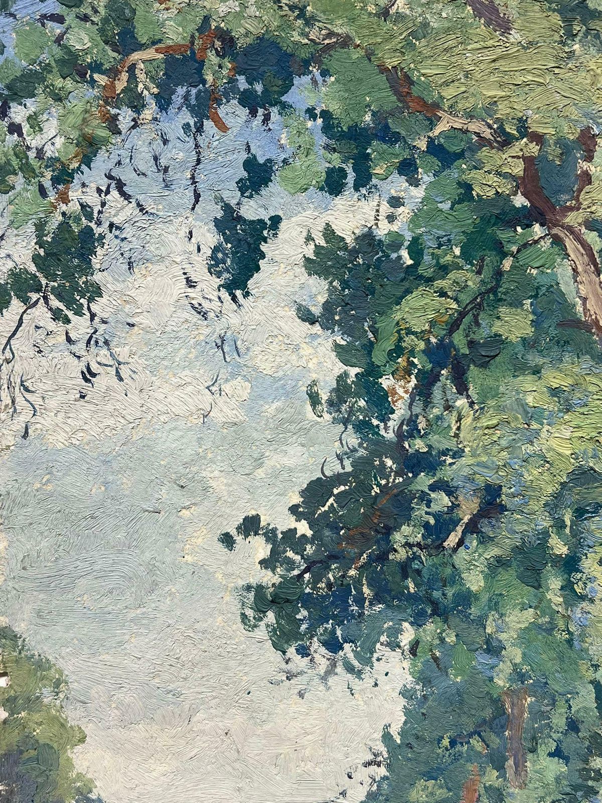 Jean Laforguefigures Walking Down Tree Path Signed French Impressionist 1950's Oil Painting photo buy