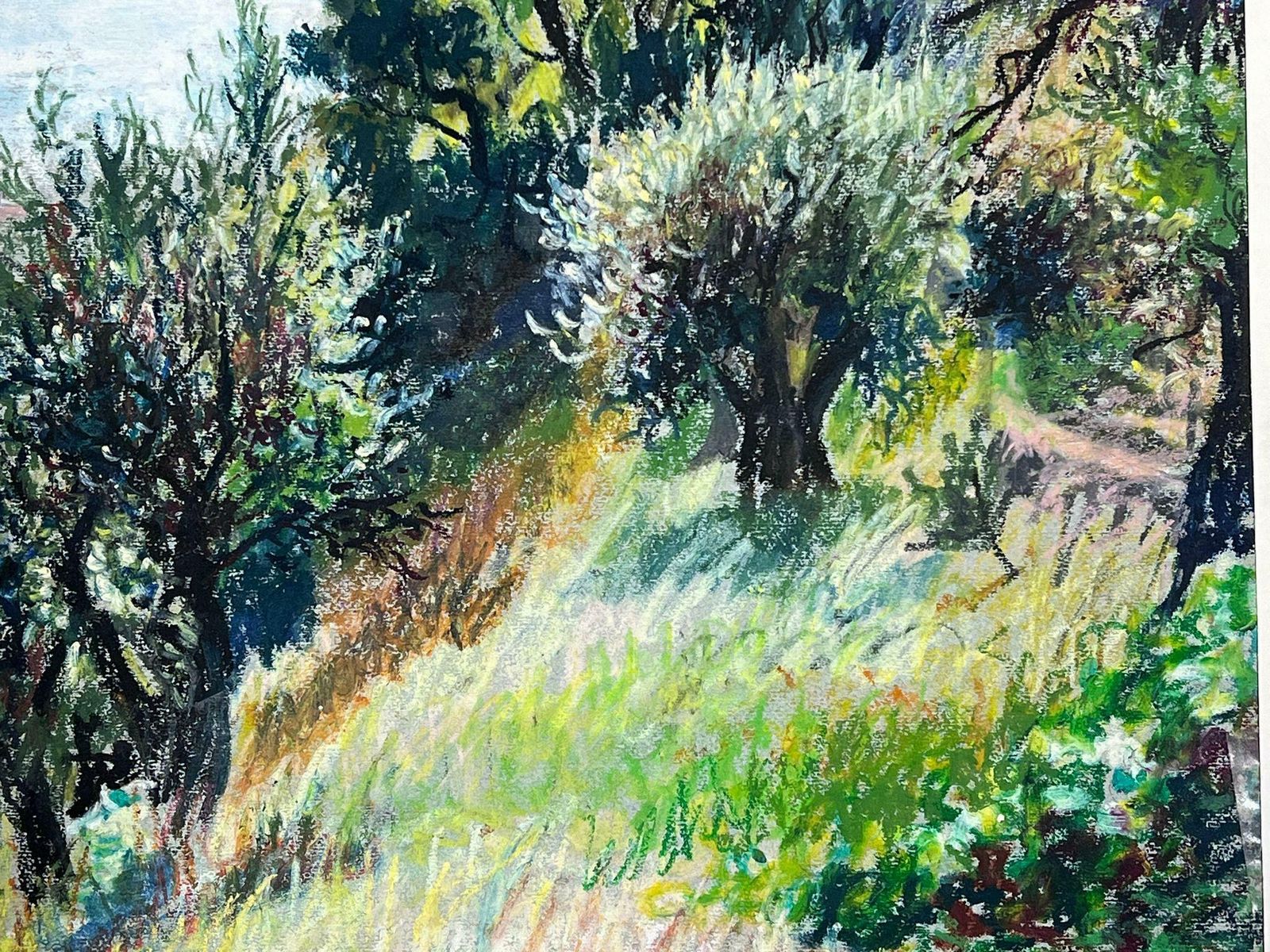 photo for sale Josine Vignon1950s French Post Impressionist Provencal Olive Grove Hill Seascape 1950s