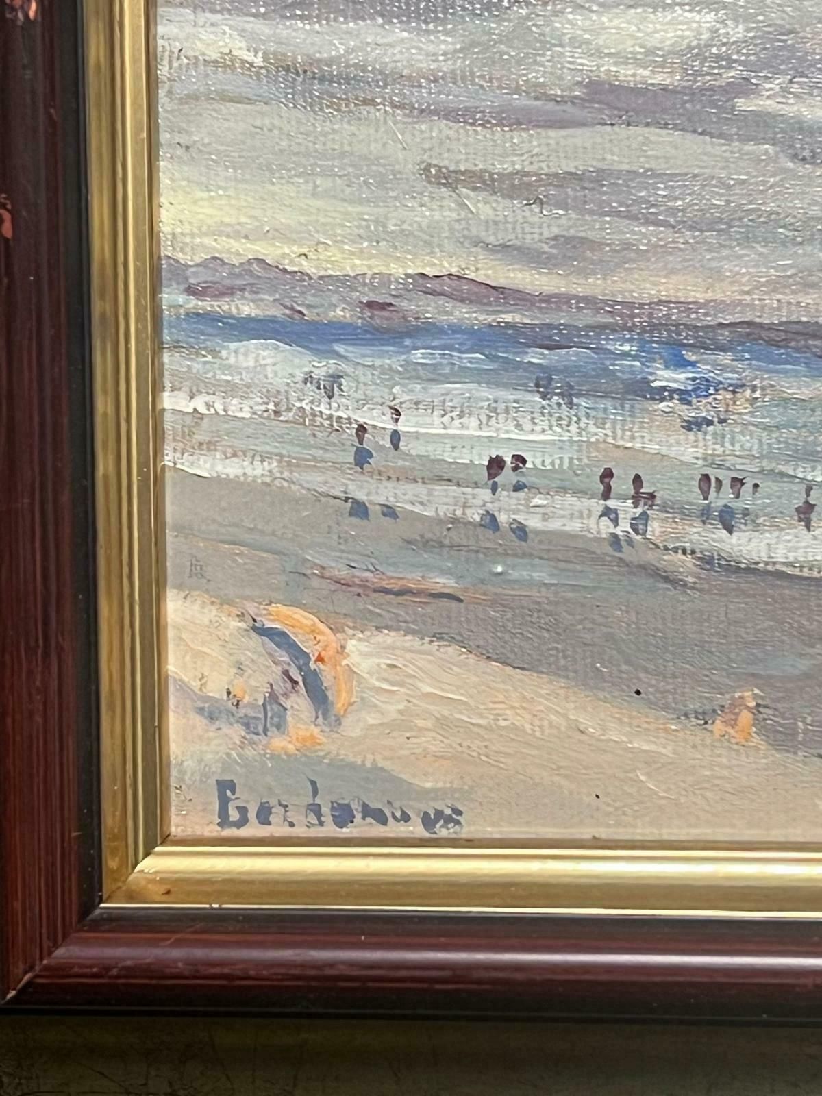 Georges Bordonovecontemporary French Impressionist Oil Figures On Expansive Beach Seascape photo Art