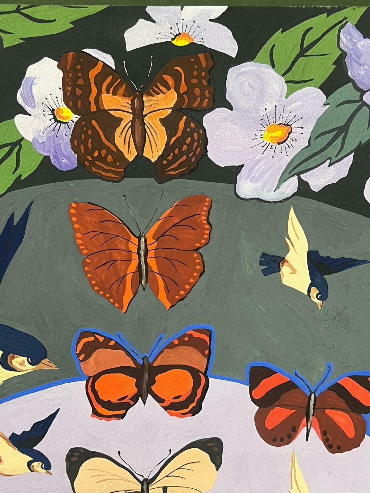 Sally Vaughancontemporary British Original Painting Butterfly Reflections Wallpaper Design1990 photo buy