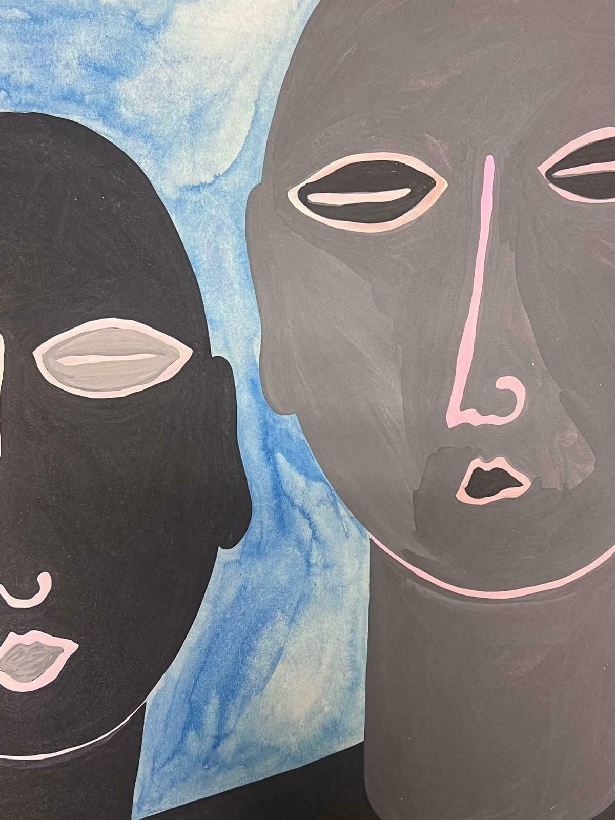 Sally Vaughancontemporary British Abstract Original Painting Modernist Head Studies1990 photo for sale
