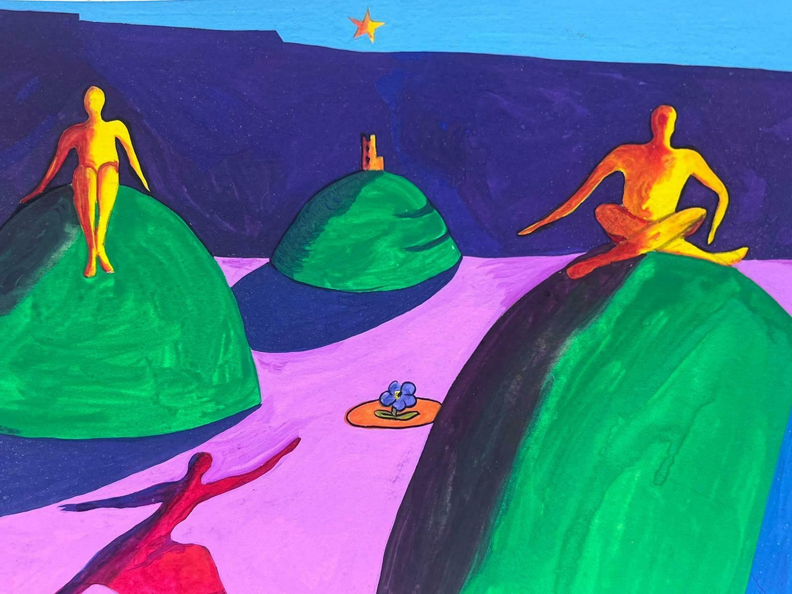 Sally Vaughancontemporary British Abstract Original Painting Surrealist Figures Fantasy View1990 photo for sale