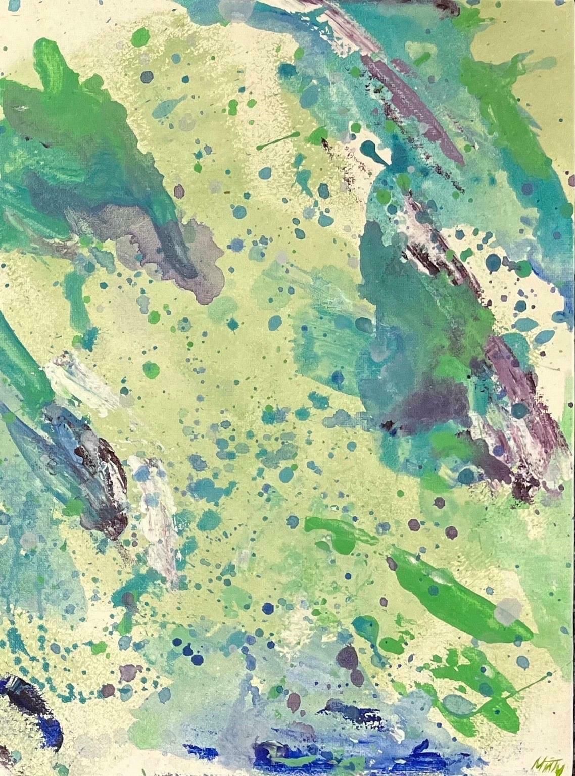 Minty Ramseygreen Abstract Acrylic Painting Contemporary British Spring Symphony Triptych2024 photo for sale
