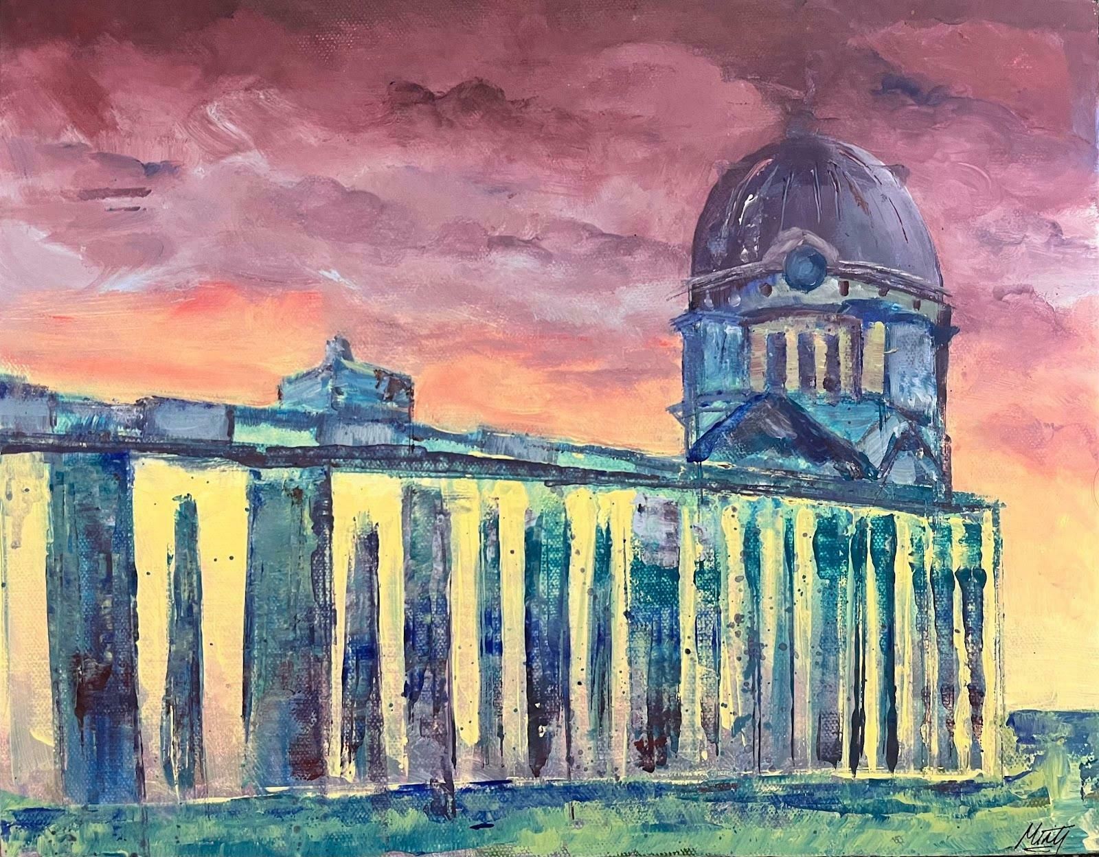 Minty Ramseycolourful Abstract Acrylic Painting Contemporary British Sunset Over Greenwich2024