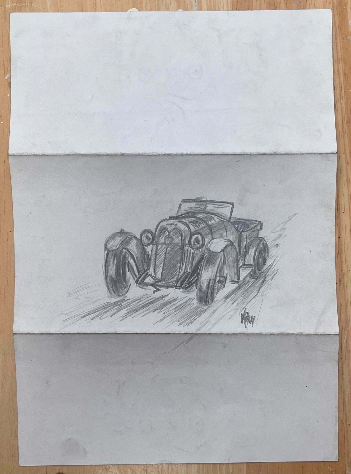 K.B. White1935 Auburn 851 Sc Boattail Speedster Concept Pencil Illustrationearly 20th Century photo vinterior