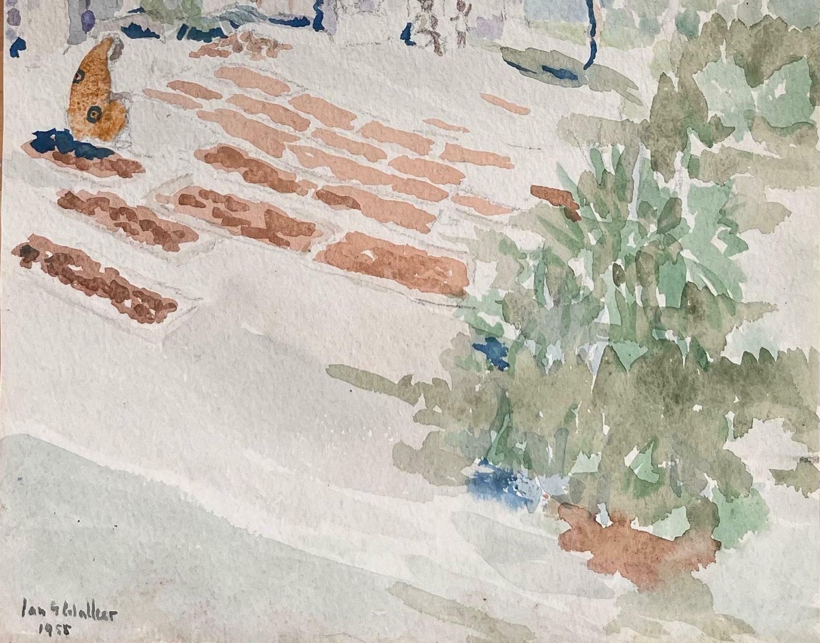 Ian G. Walkerfinely Detailed British Watercolor Of Cloves Drying North  Of Zanzibar Town1955 photo 287.0