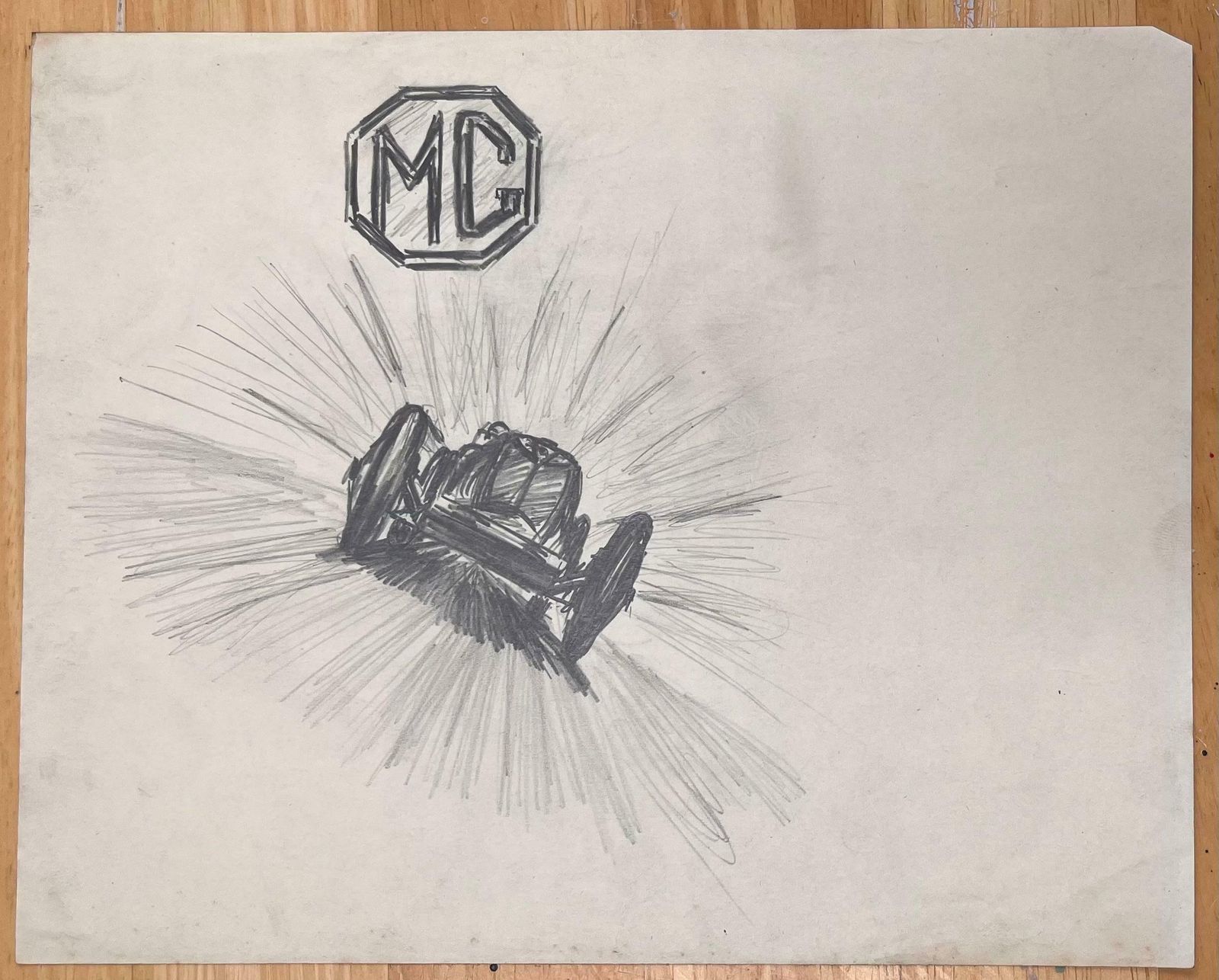 K.B. Whitemg Sports Car And Logo Pencil Illustrationearly 20th Century photo furniture