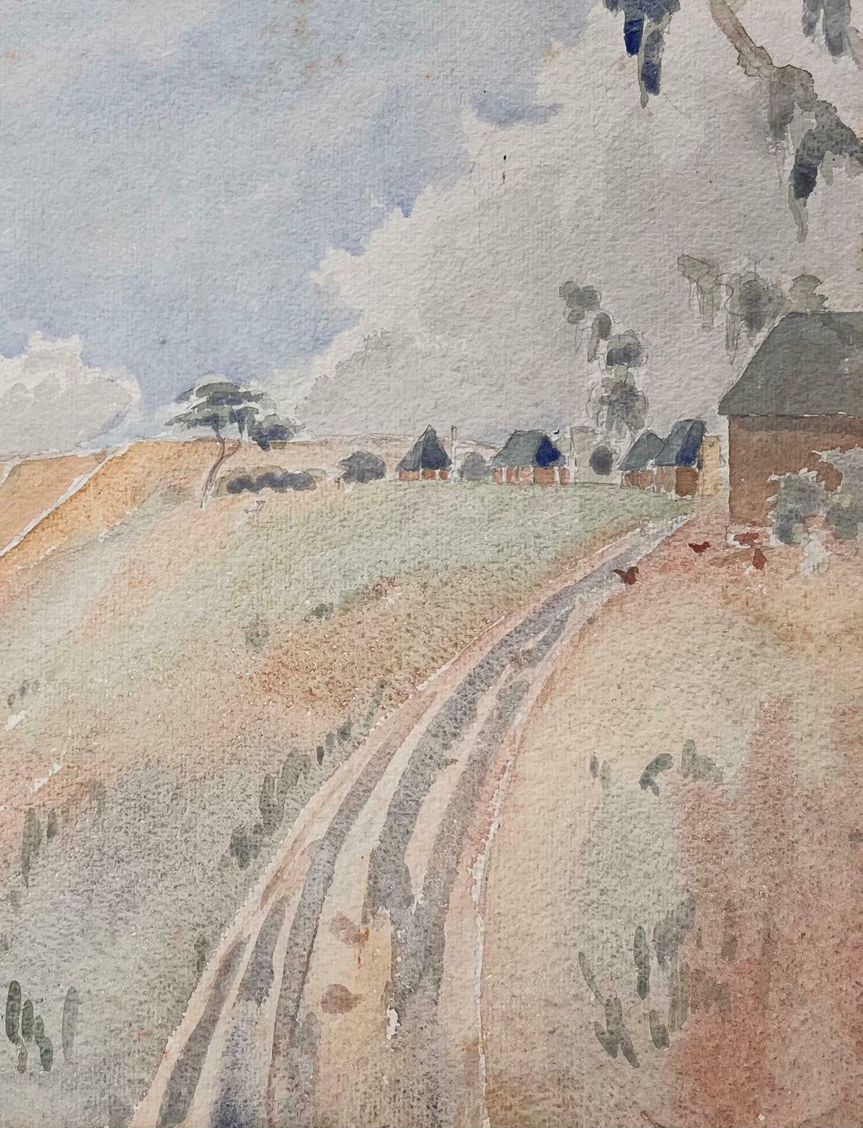 Ian G. Walkerfinely Detailed British Watercolor Topographical Landscape View With Crater20th Century photo 318.0