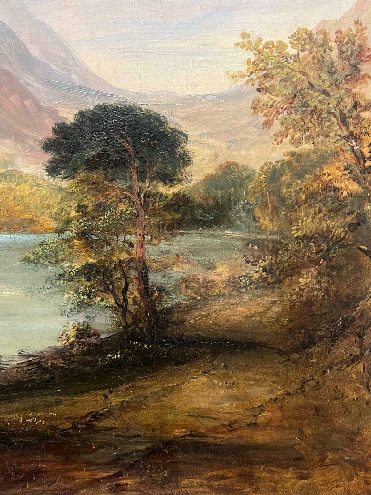 Scottish Victorianlarge Victorian Scottish Oil Painting Highland Loch Bathed In Sunlight photo buy