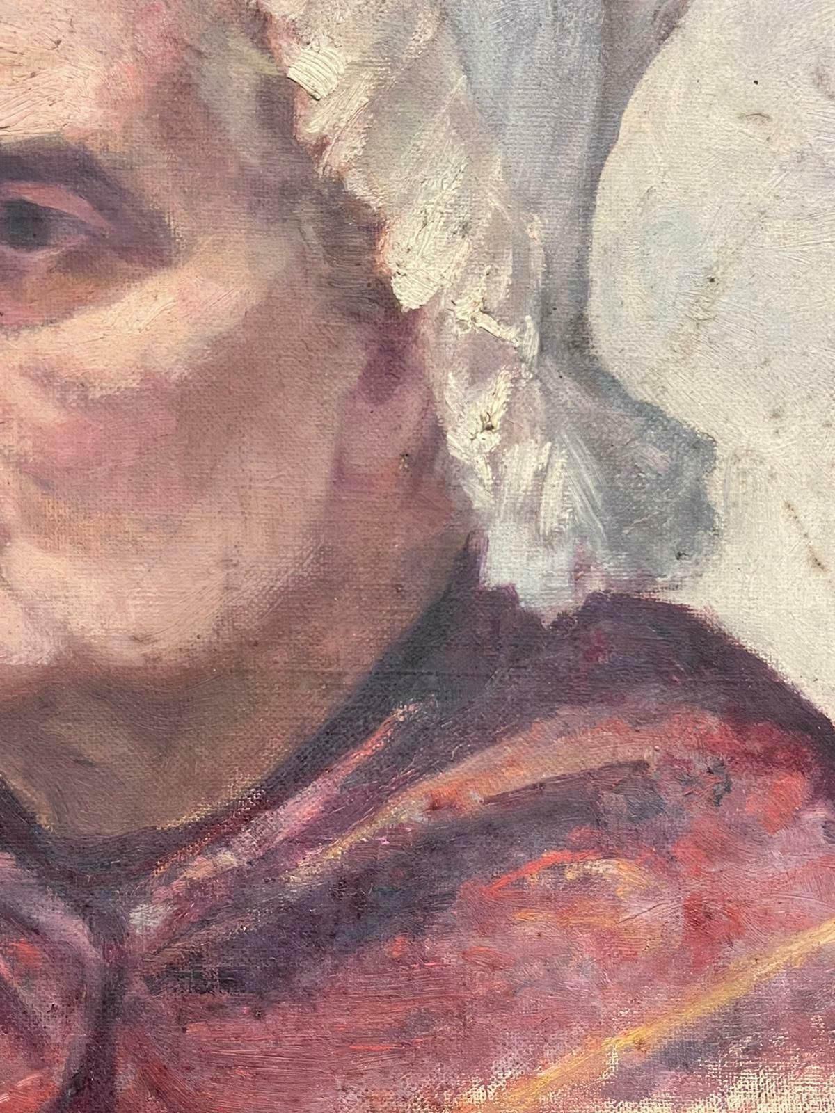 French School1900's French Impressionist Portrait Of An Elderly Lady Beautifully Painted Oil photo furniture