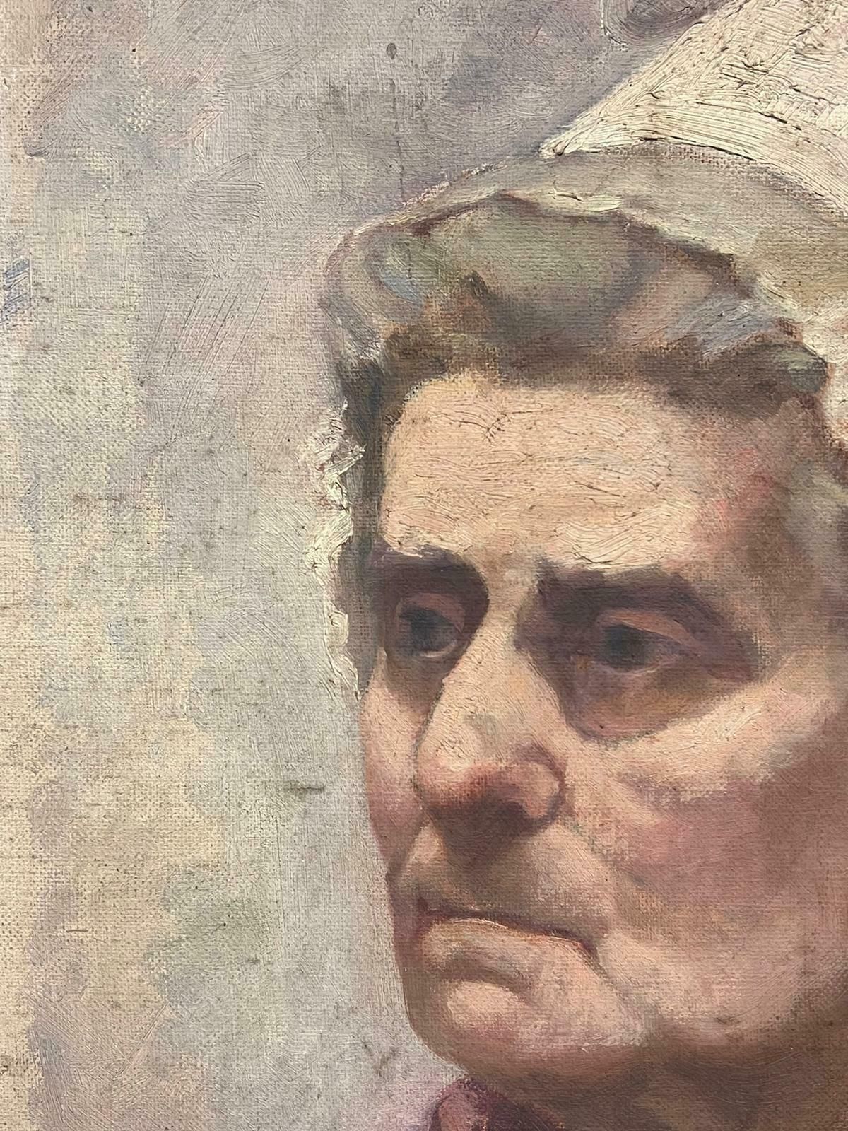 French School1900's French Impressionist Portrait Of An Elderly Lady Beautifully Painted Oil photo Art