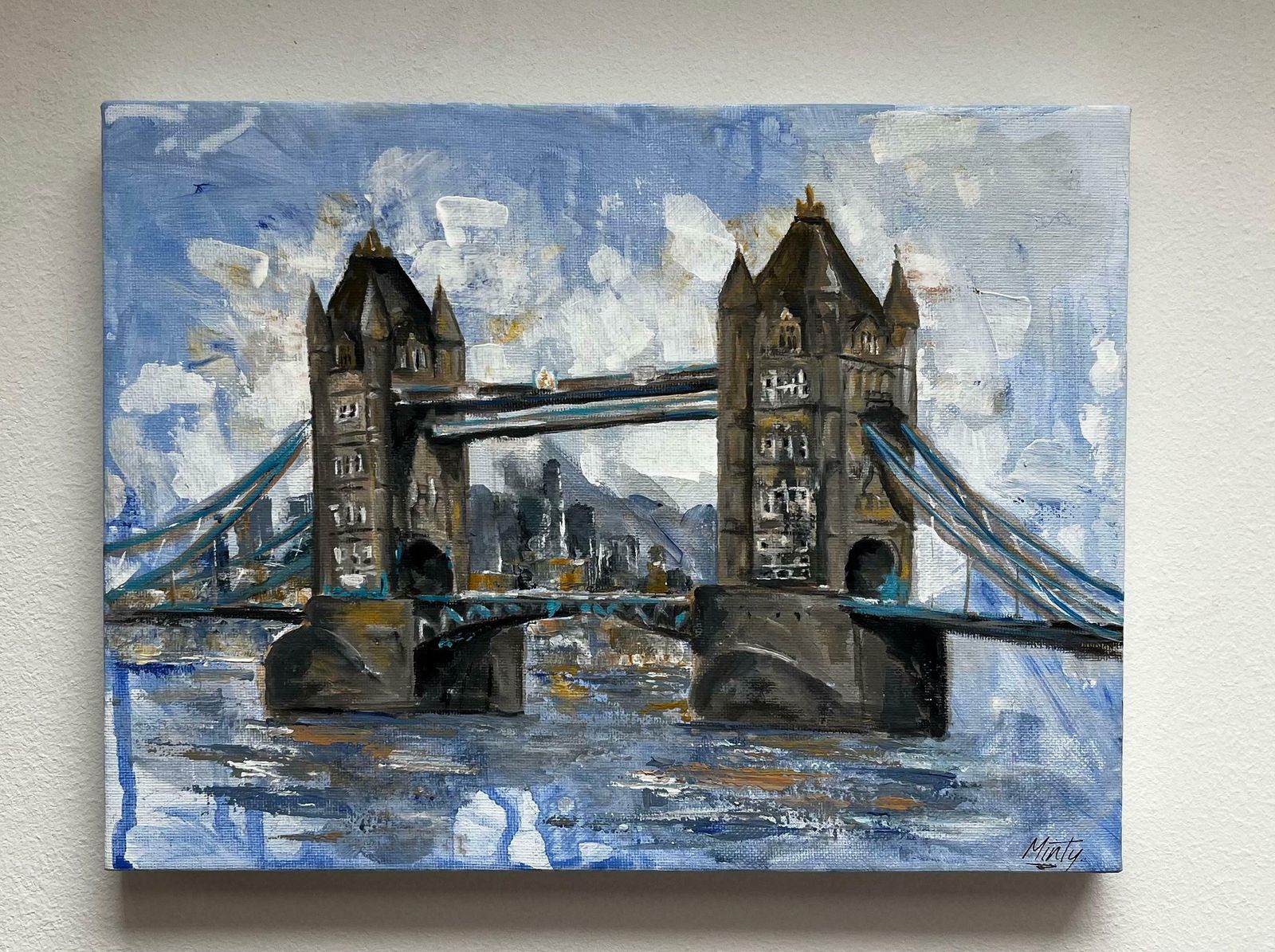 Minty Ramseylondon Bridge River Thames City Sky Contemporary British Artist Original Art2024 photo furniture