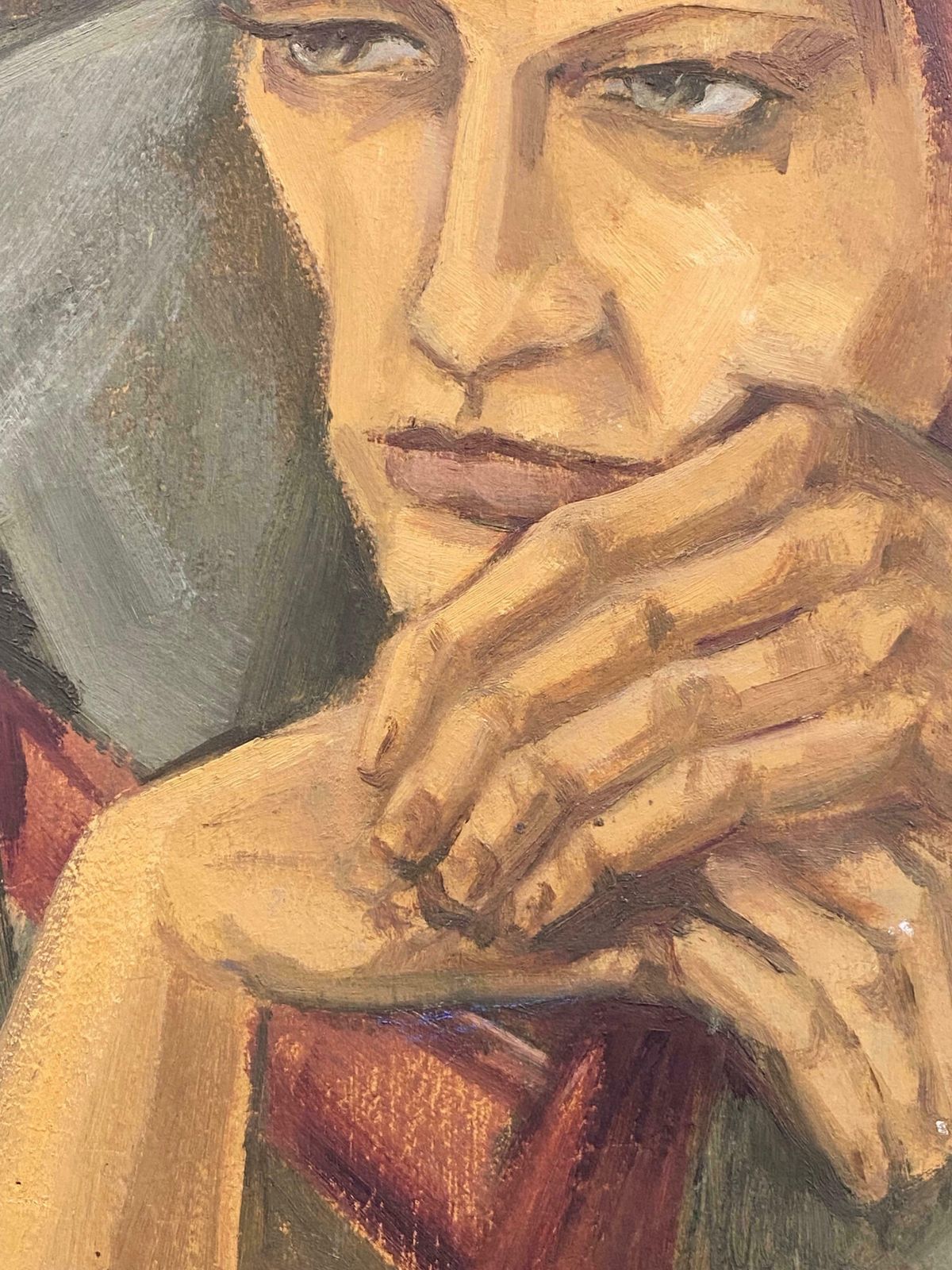 Elisabeth Hahn20th Century German Modernist Oil Painting, Portrait With Auburn Hair20th Century photo Art
