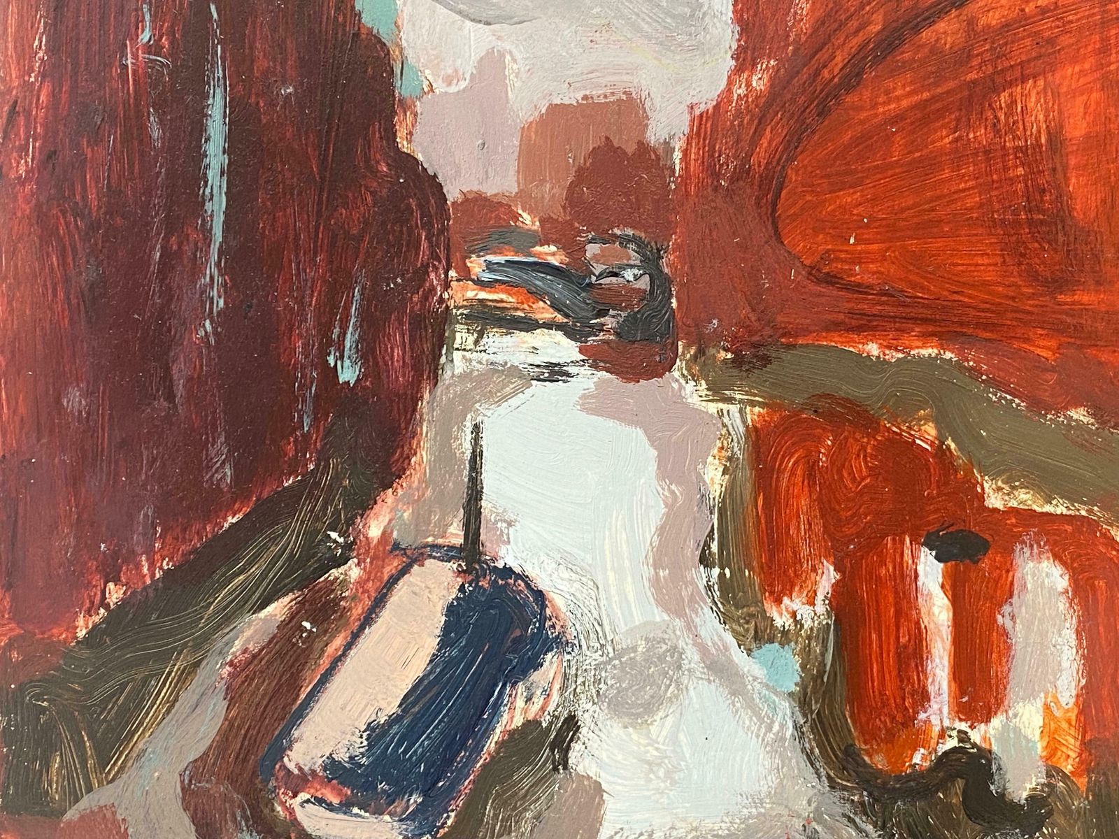 Elisabeth Hahn20th Century German Modernist Oil Painting Canal Town Scene Briight Colors20th Century photo 462.0