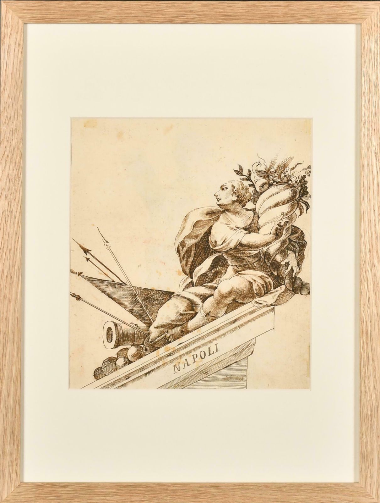 18thc Italian Old Masterfine 1700's Italian Old Master Ink & Wash Drawing Roman Allegorical Napoli18th Century photo furniture