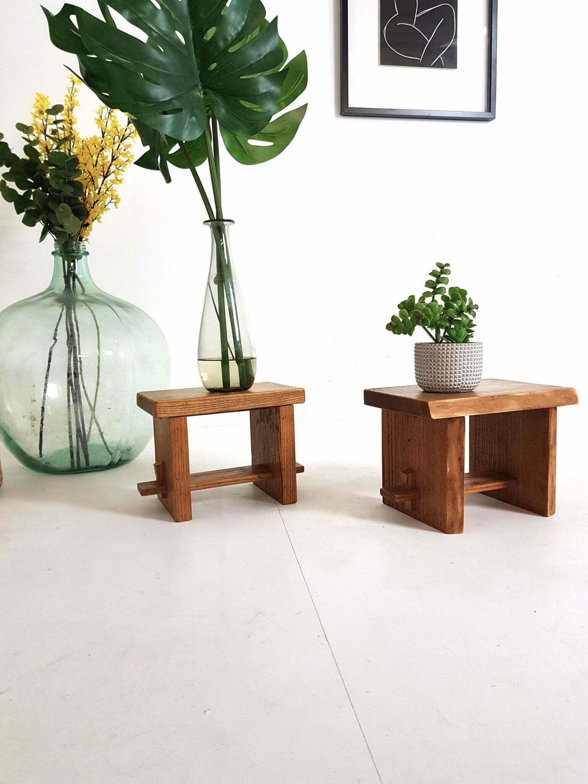Vintage Oak Plant Stands / Small Tables / Speaker Stands