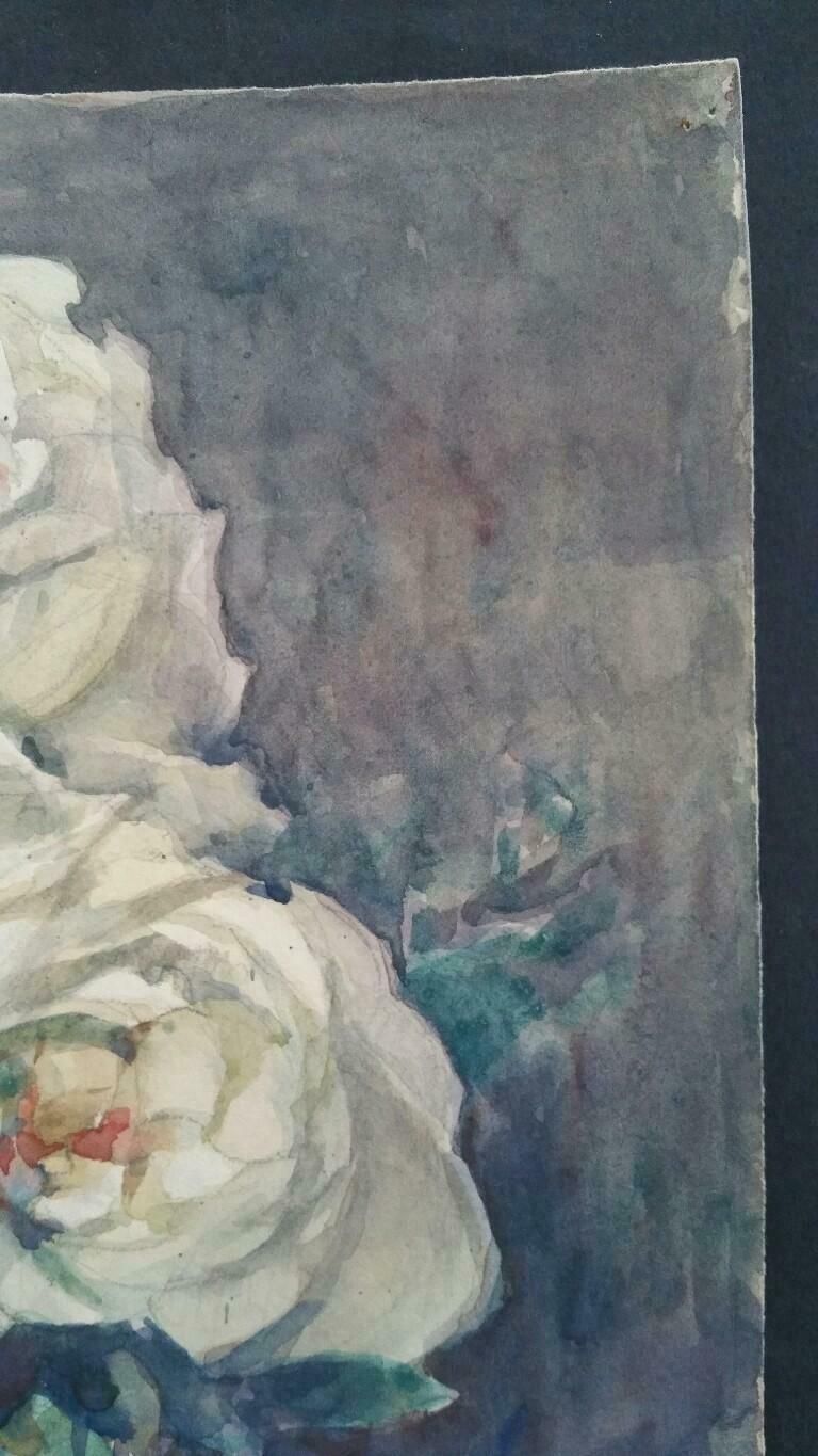 Henri Milochfrench Watercolour Ecole De Paris Mid 20th Century Roses 1940's photo 359.0