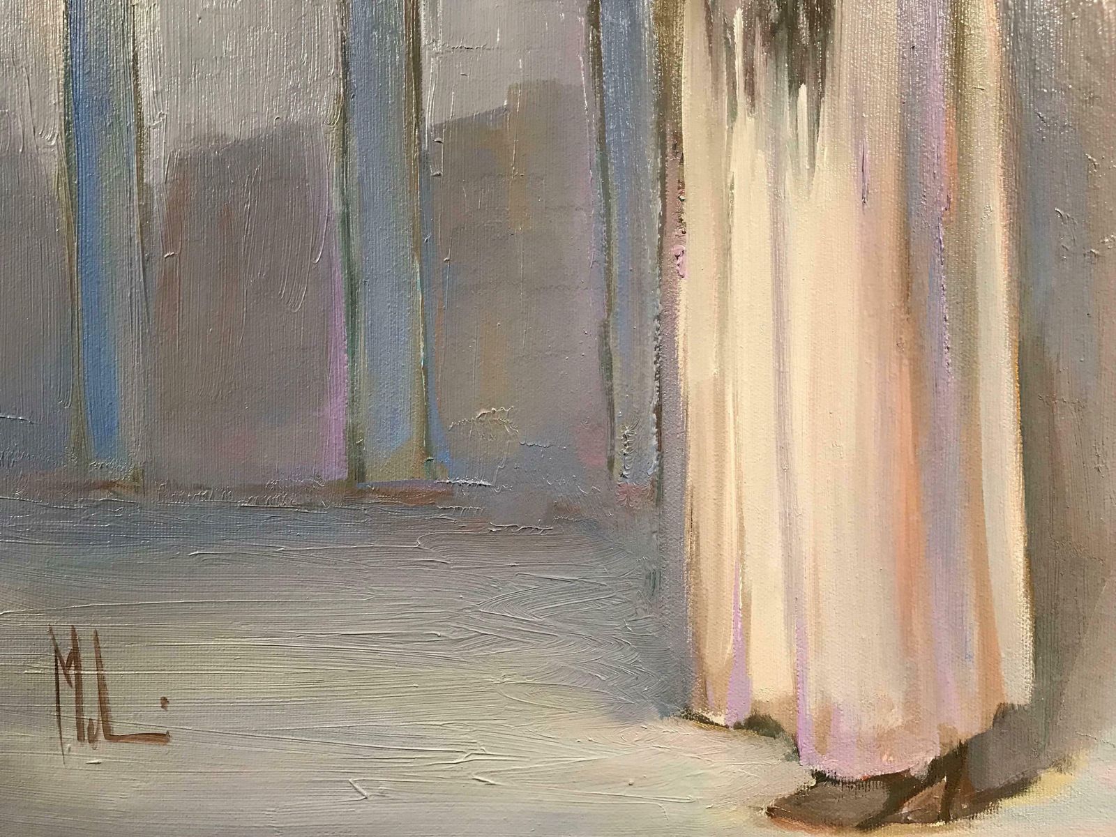 Innocenzo Melanilady On Venetian Balcony Signed Impressionist Oil Paintingc.1970's photo vinterior