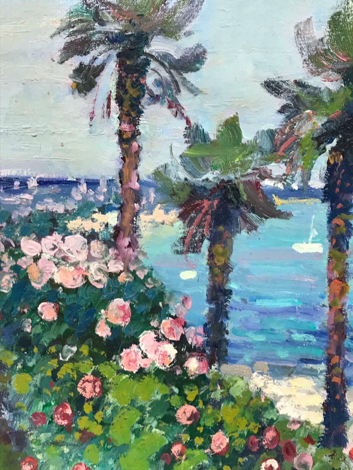 Guy Benardfine French Impressionist Signed Oil Figures On Mediterranean Beach Boats At Sea photo Art