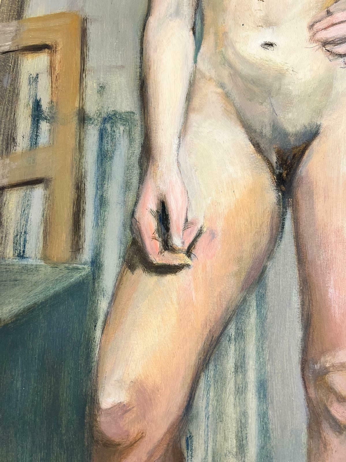 Josine Vignonmid Century French Nude Painting Of A Lady Stood Posed 1960's photo for sale