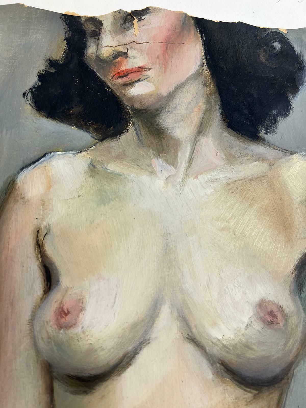 Josine Vignonmid Century French Nude Painting Of A Lady Stood Posed 1960's photo 513.0