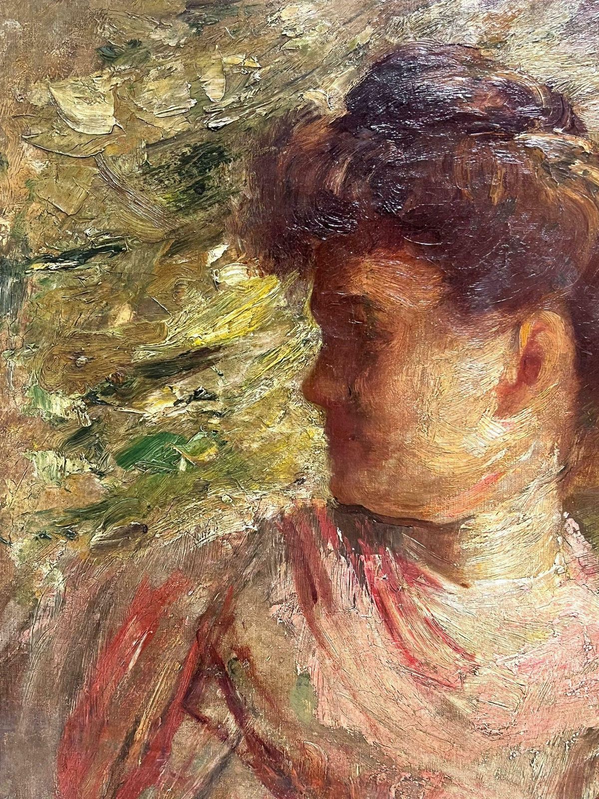French Schoolbelle Epoque French Impressionist 19th Century Oil Painting Portrait Of Elegant photo 3026.0