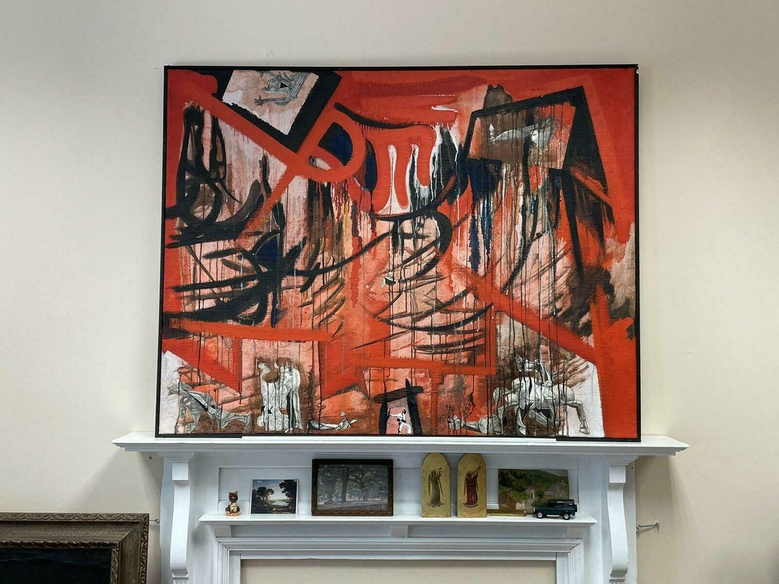 Claude Lagoucheenormous French Abstract Oil   Memories Of Spain Inspired By Guernica Picassoc. 1980's photo furniture