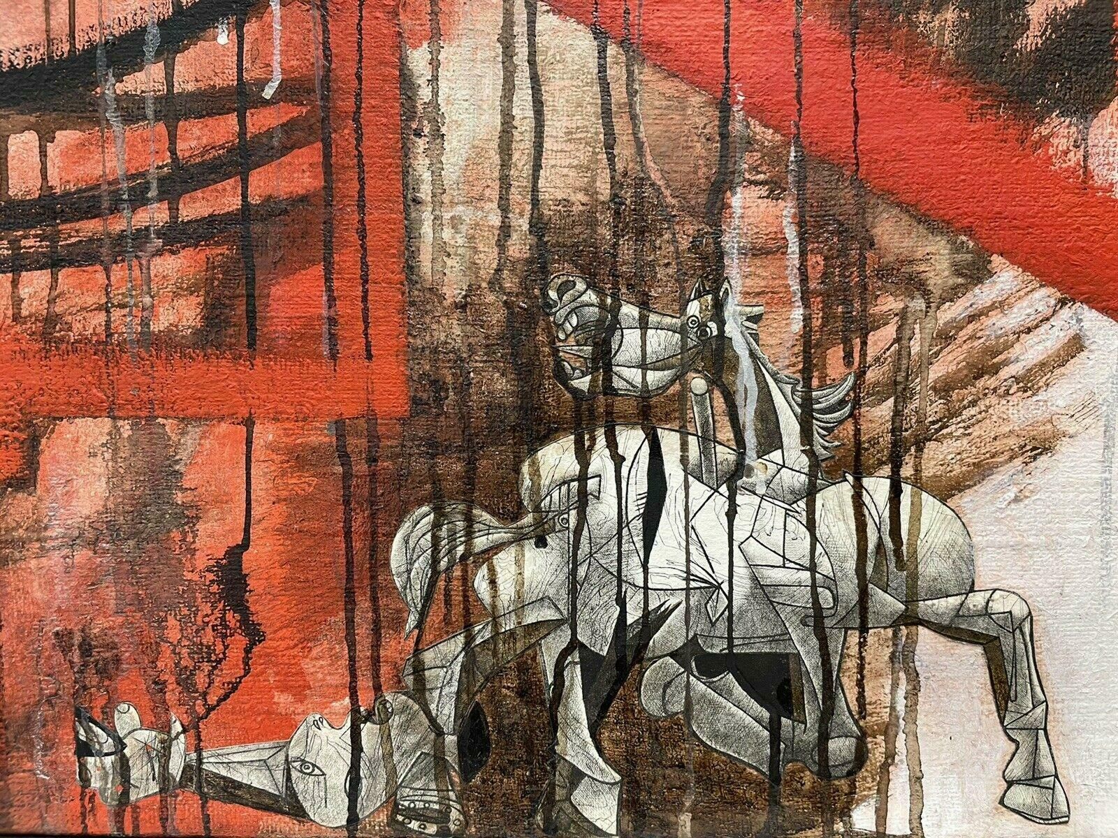 Claude Lagoucheenormous French Abstract Oil   Memories Of Spain Inspired By Guernica Picassoc. 1980's photo for sale