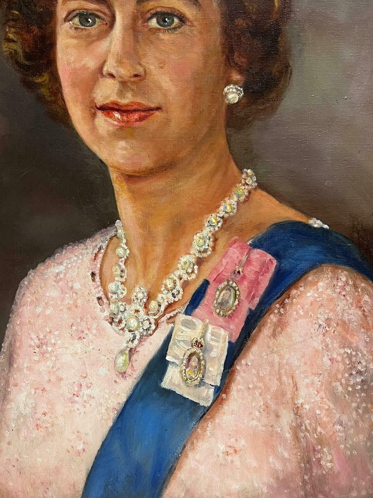 Edne Simpsonhm Queen Elizabeth II Portrait British Oil Painting Signed Oil On Canvas photo for sale