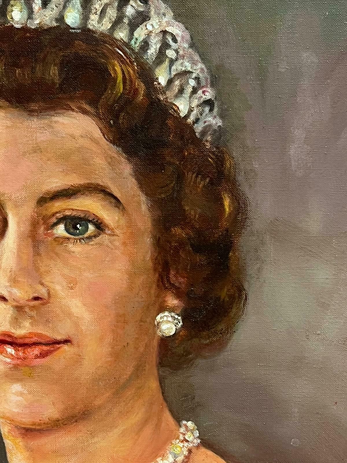 Edne Simpsonhm Queen Elizabeth II Portrait British Oil Painting Signed Oil On Canvas photo vinterior