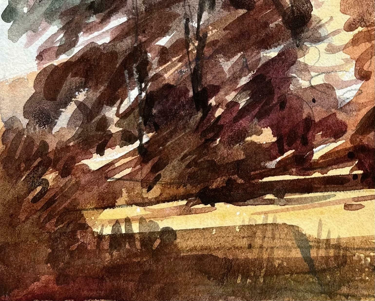 Maurice Mazeiliefrench Impressionist Watercolor Woodland Scene With Horses20th Century photo vinterior
