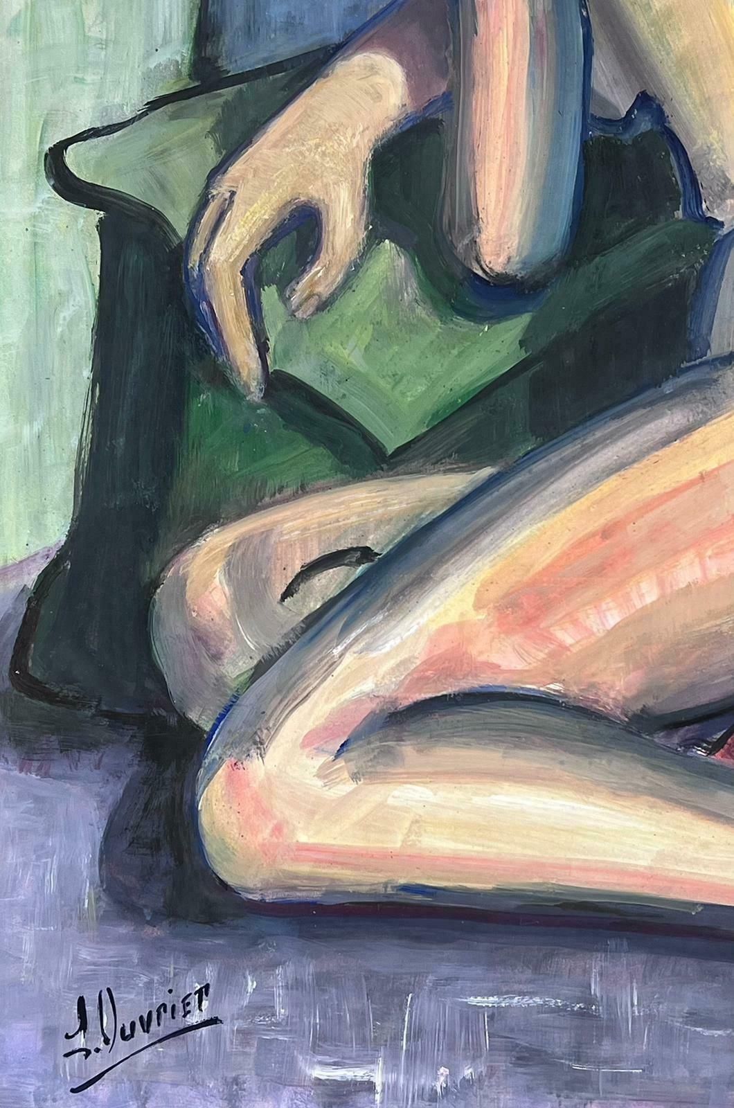 French Modernistreclining Nude Lady Model 1970's French Modernist Painting Provence Collection1970's photo furniture