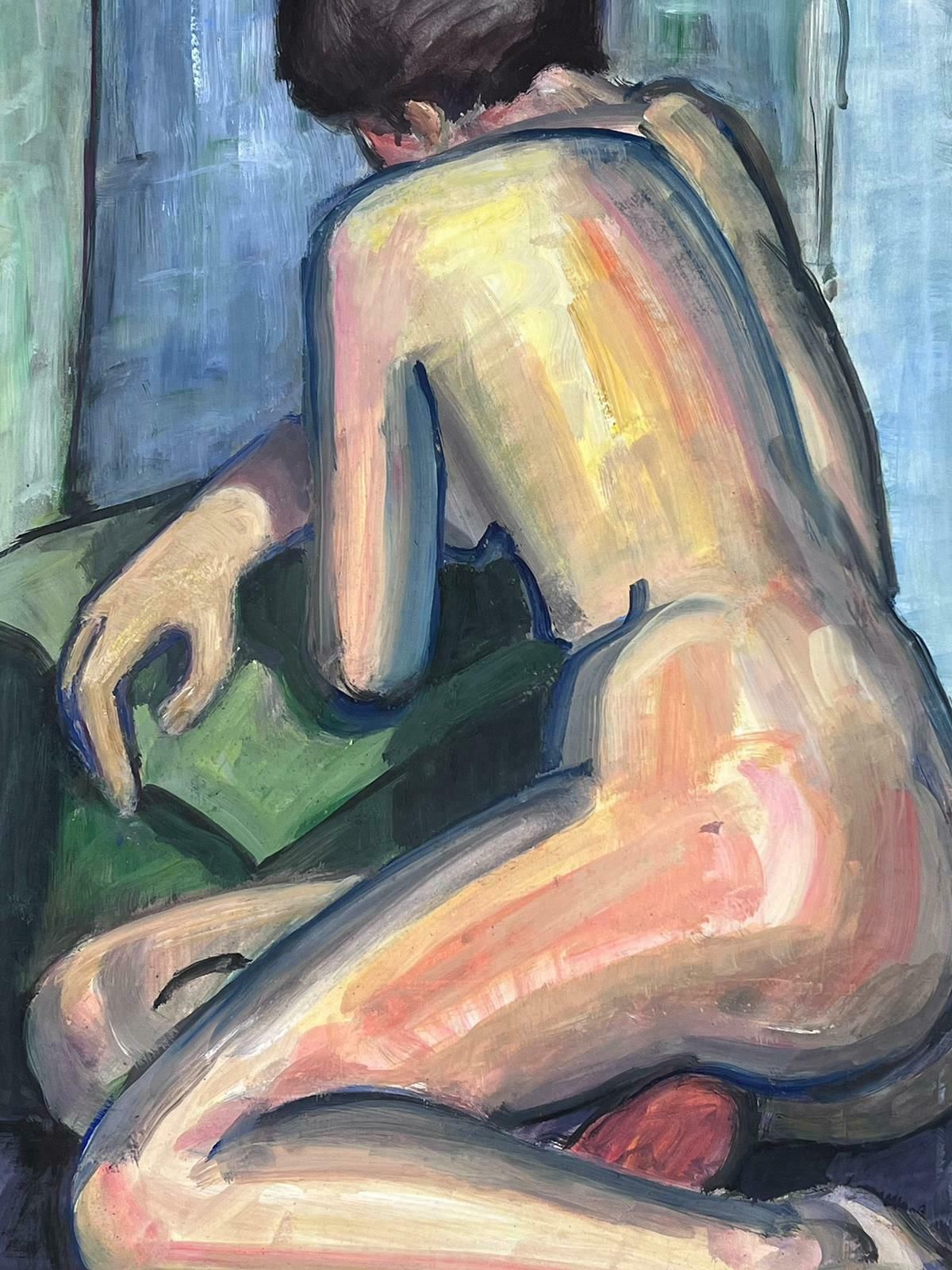 French Modernistreclining Nude Lady Model 1970's French Modernist Painting Provence Collection1970's photo for sale