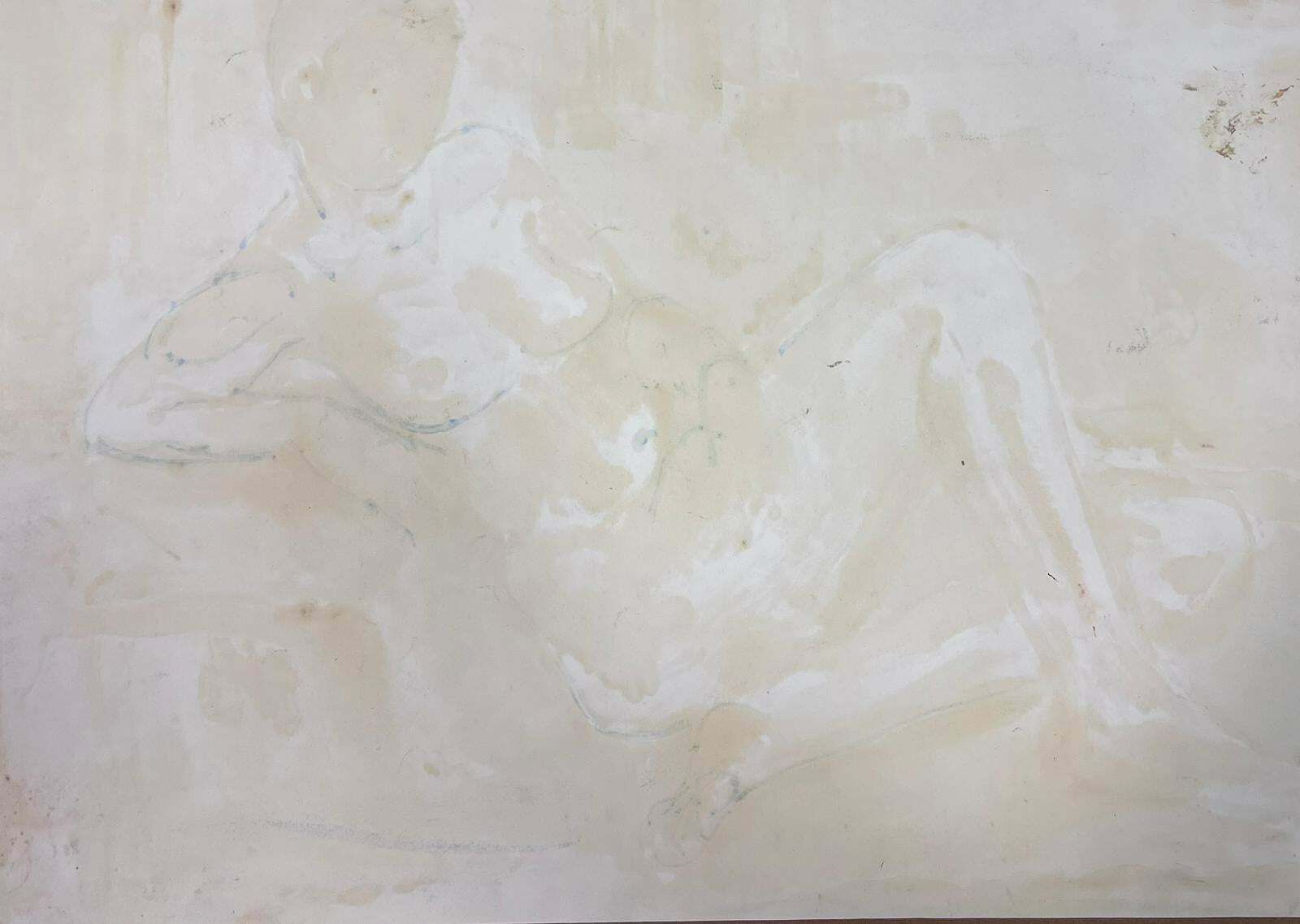 French Modernistreclining Nude Lady Model 1970's French Modernist Painting Provence Collection1970's photo 564.0