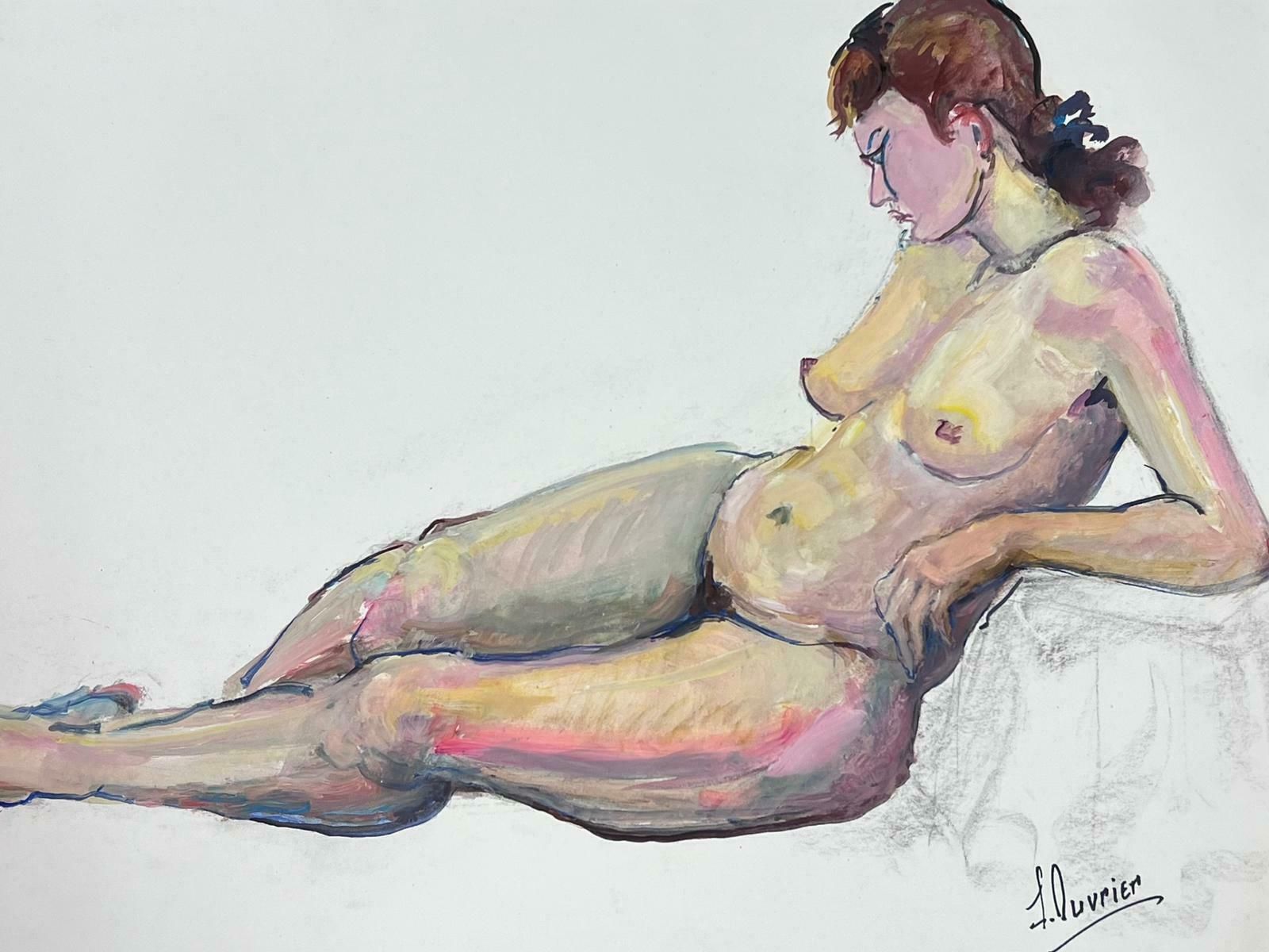 French Modernistreclining Nude Lady Model 1970's French Modernist Painting Provence Collection1970's photo Art