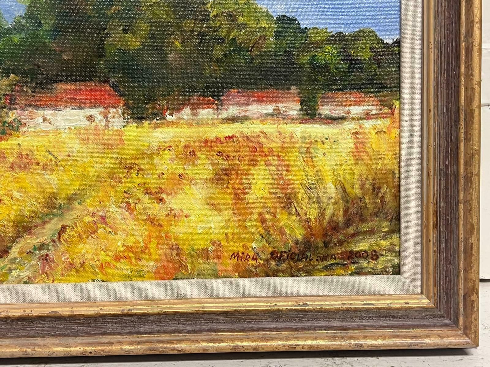 Hungarian Impressionistcottages In Golden Harvest Field Signed & Dated 2008 Impressionist Oil Painting photo 816.0