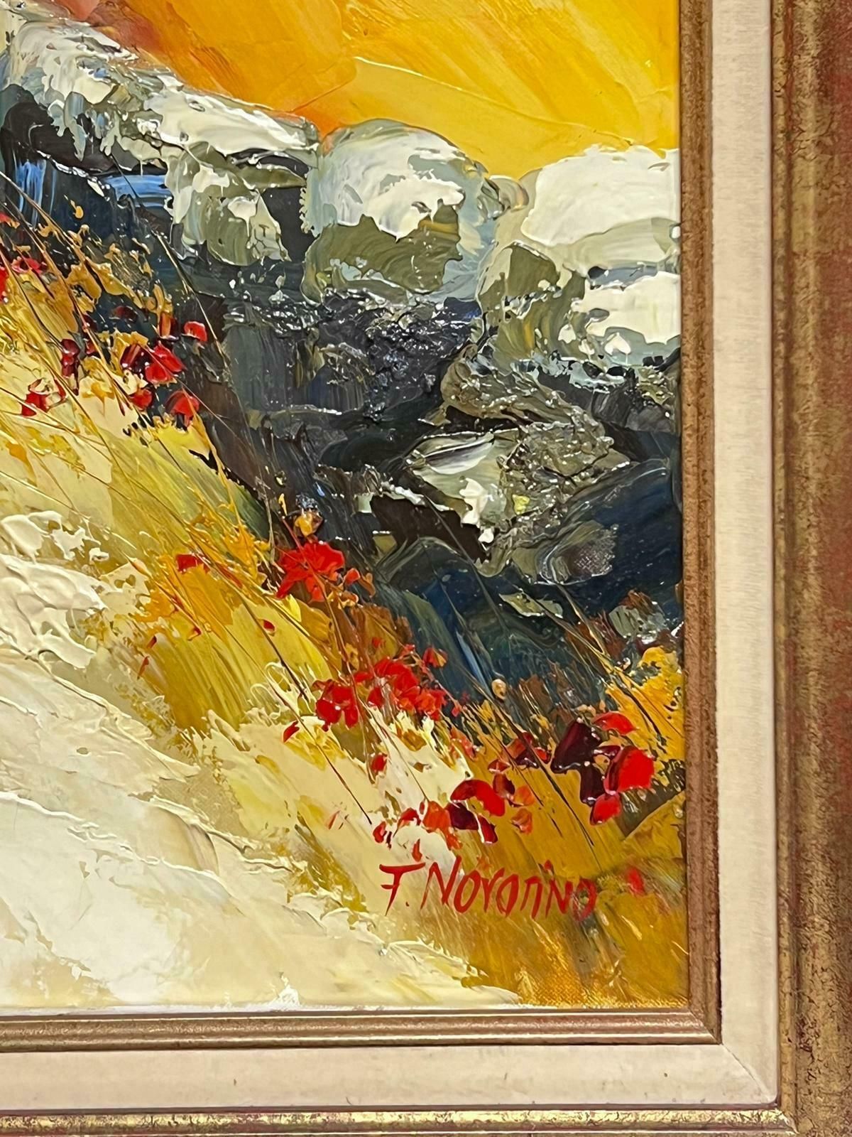 French School Provencal House In Landscape Under Blue Skies Signed French Modernist Large Oil photo vinterior