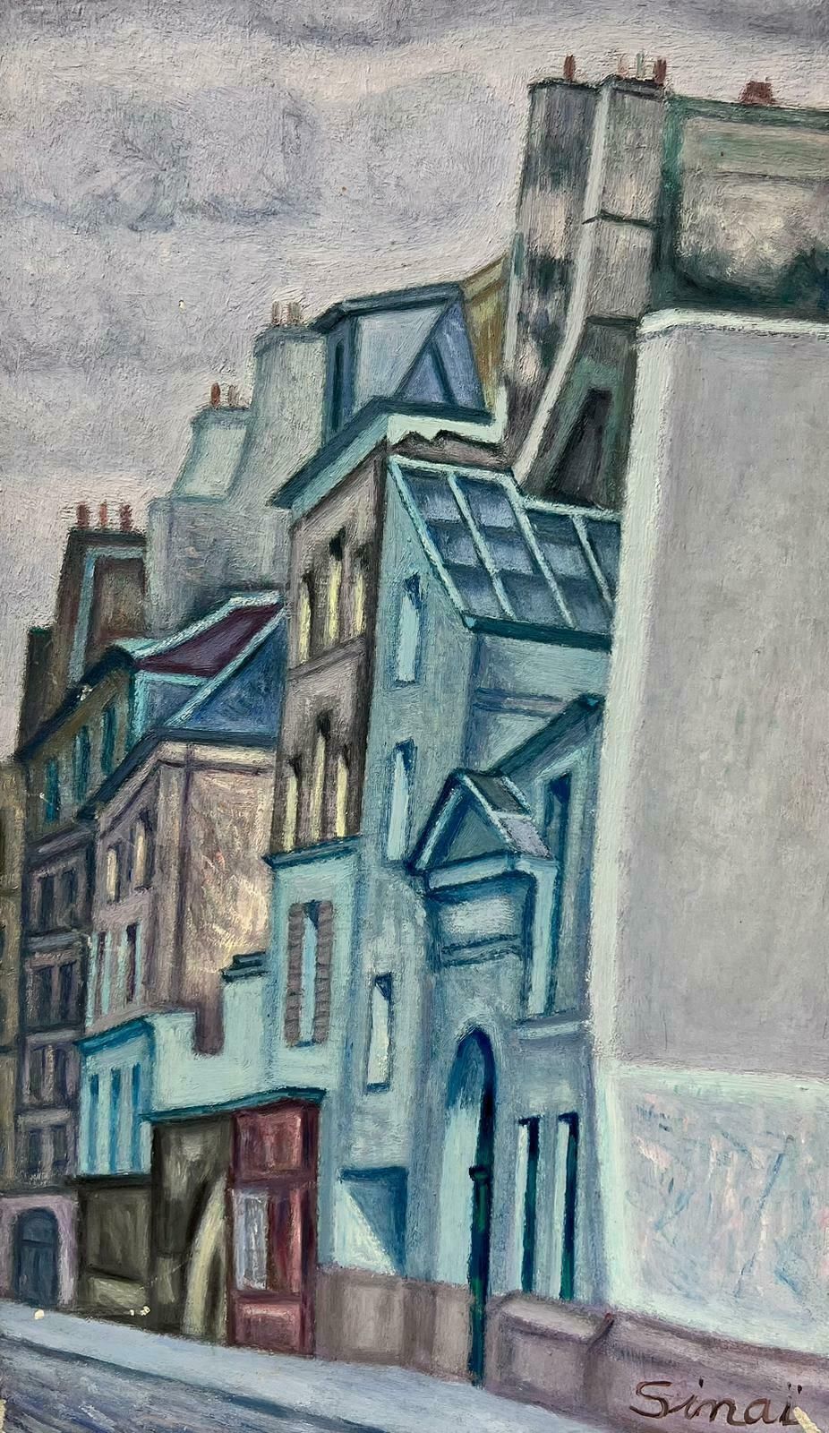 French Schoolmid 20th Century French Post Impressionist Tall Blue Parisian Buildings