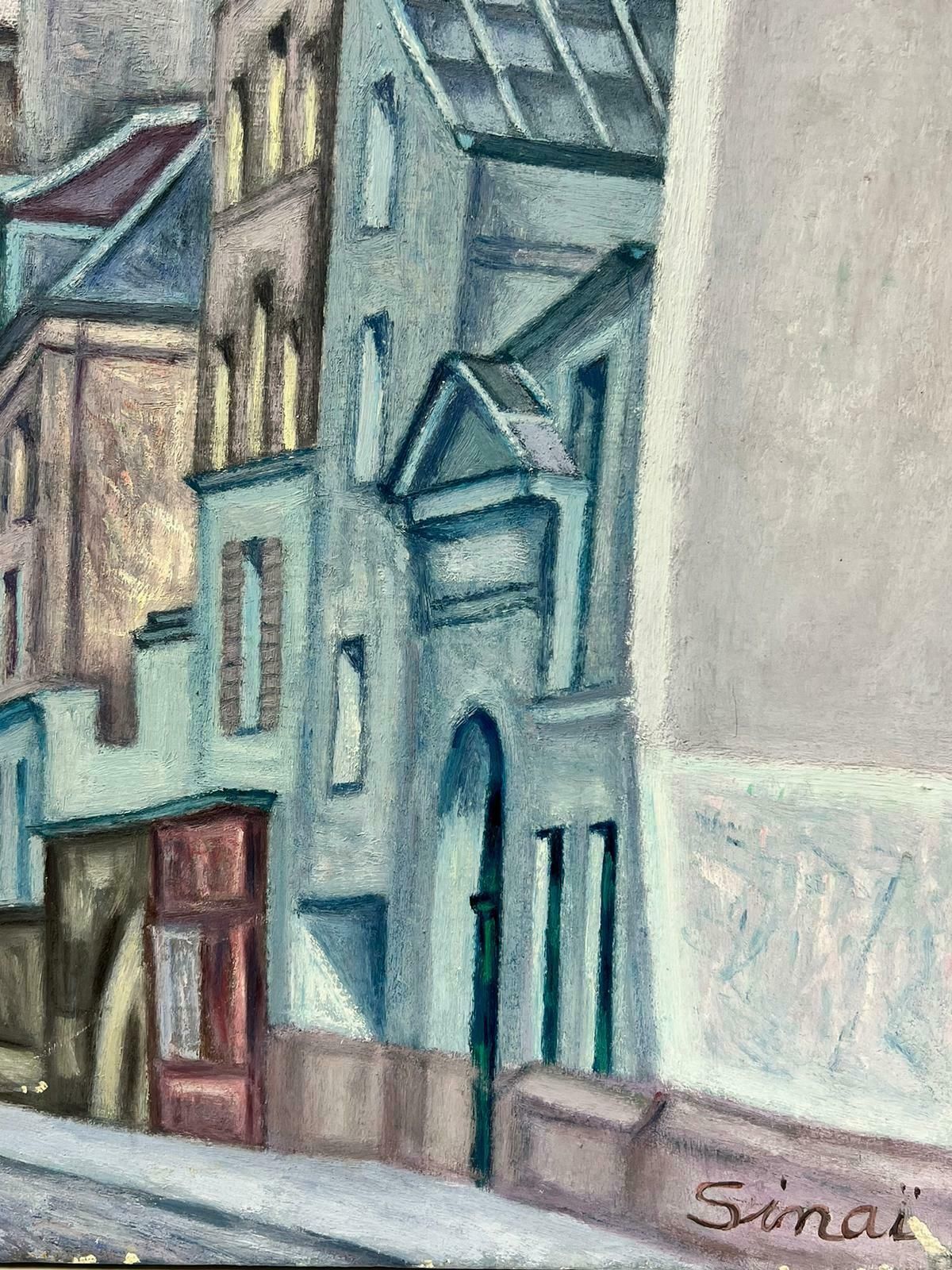 French Schoolmid 20th Century French Post Impressionist Tall Blue Parisian Buildings photo furniture