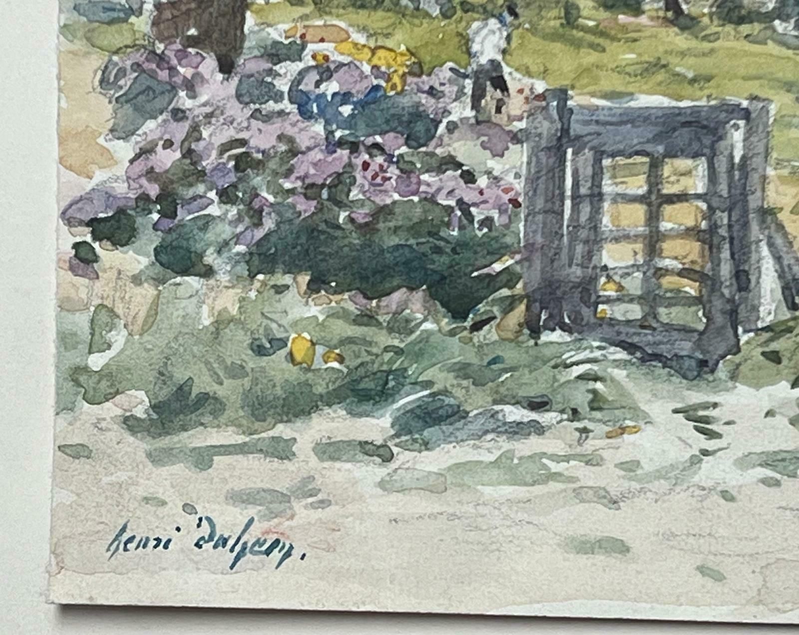 Henri Aime Duhemfine Antique French Impressionist Painting Country Landscape With Figure & Gate photo Art