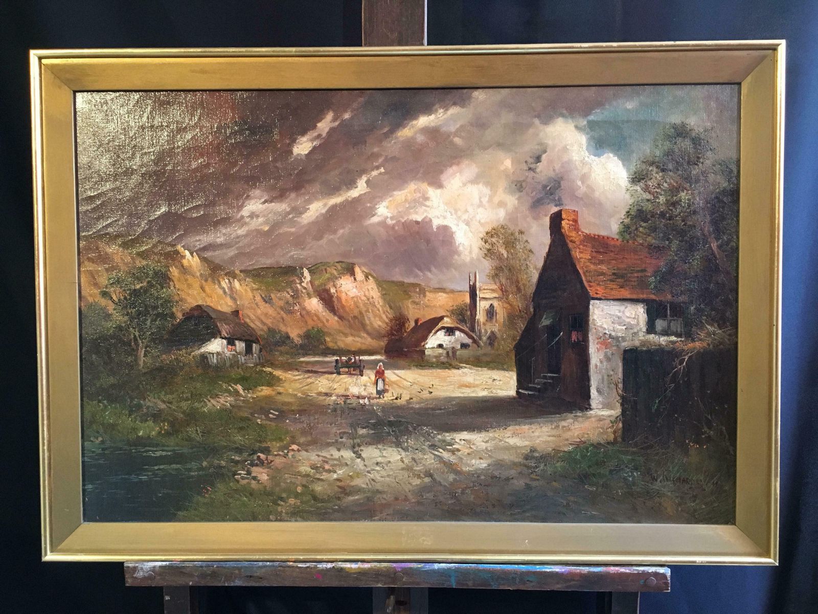 Francis E. Jamiesonscottish Cliffside, Antique Oil Painting, Signedc.1920's photo furniture