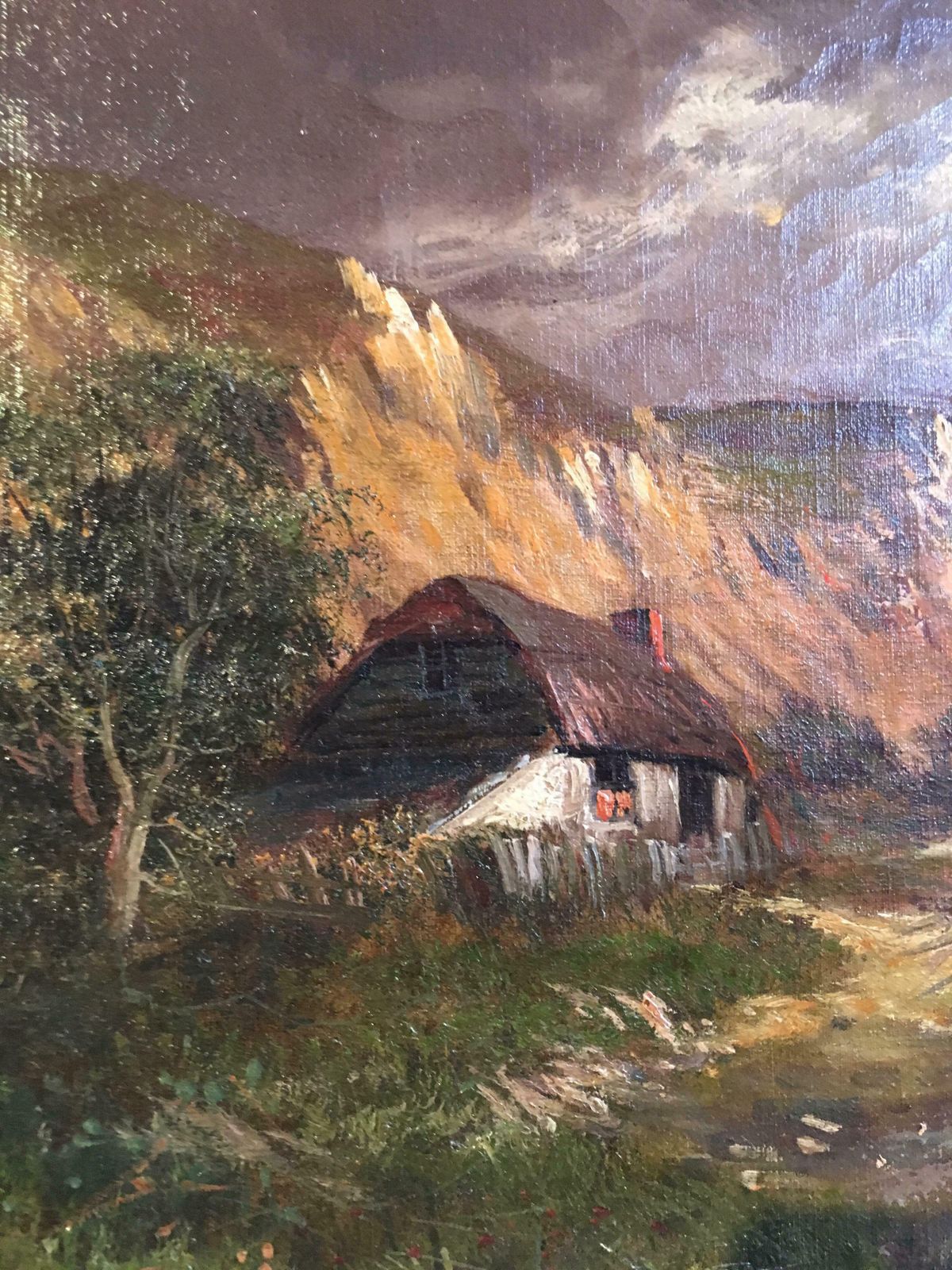Francis E. Jamiesonscottish Cliffside, Antique Oil Painting, Signedc.1920's photo vinterior