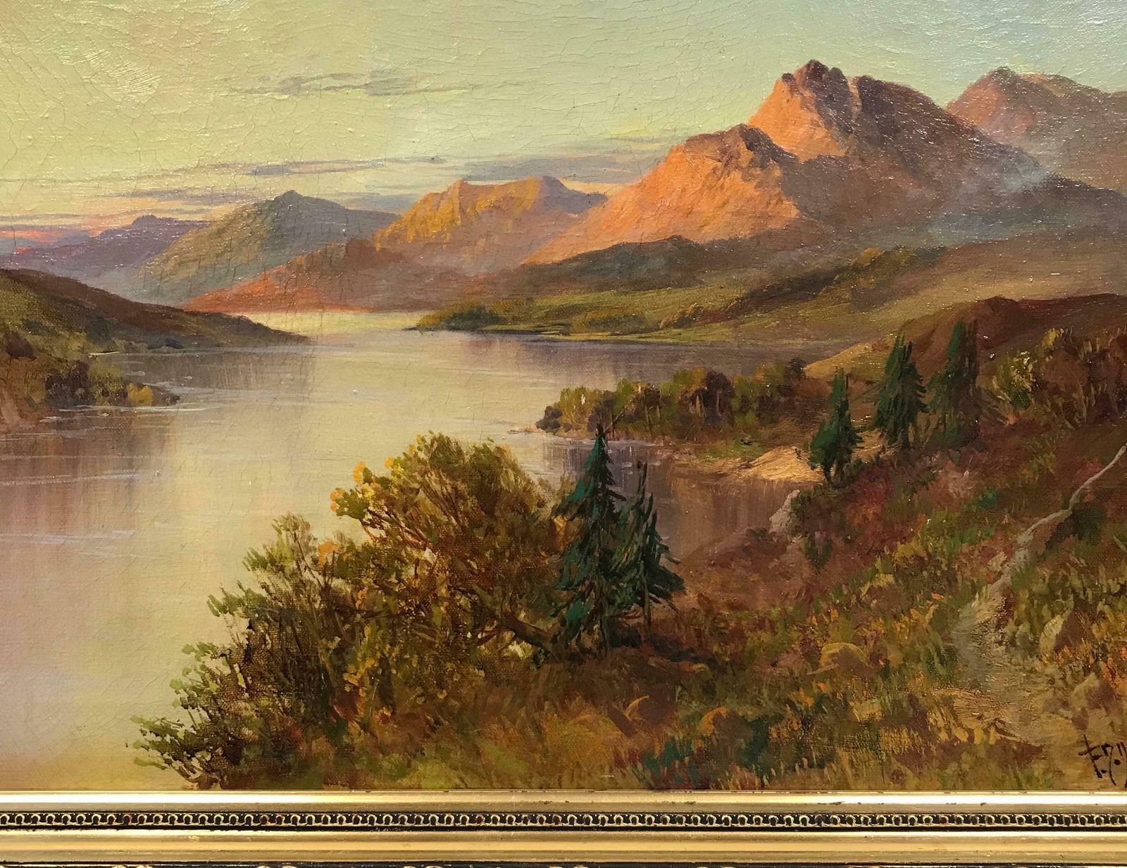 Francis E. Jamiesonscottish Highland Loch At Sunset Signed Antique Oil Painting Beautiful Landscape photo 1616.0