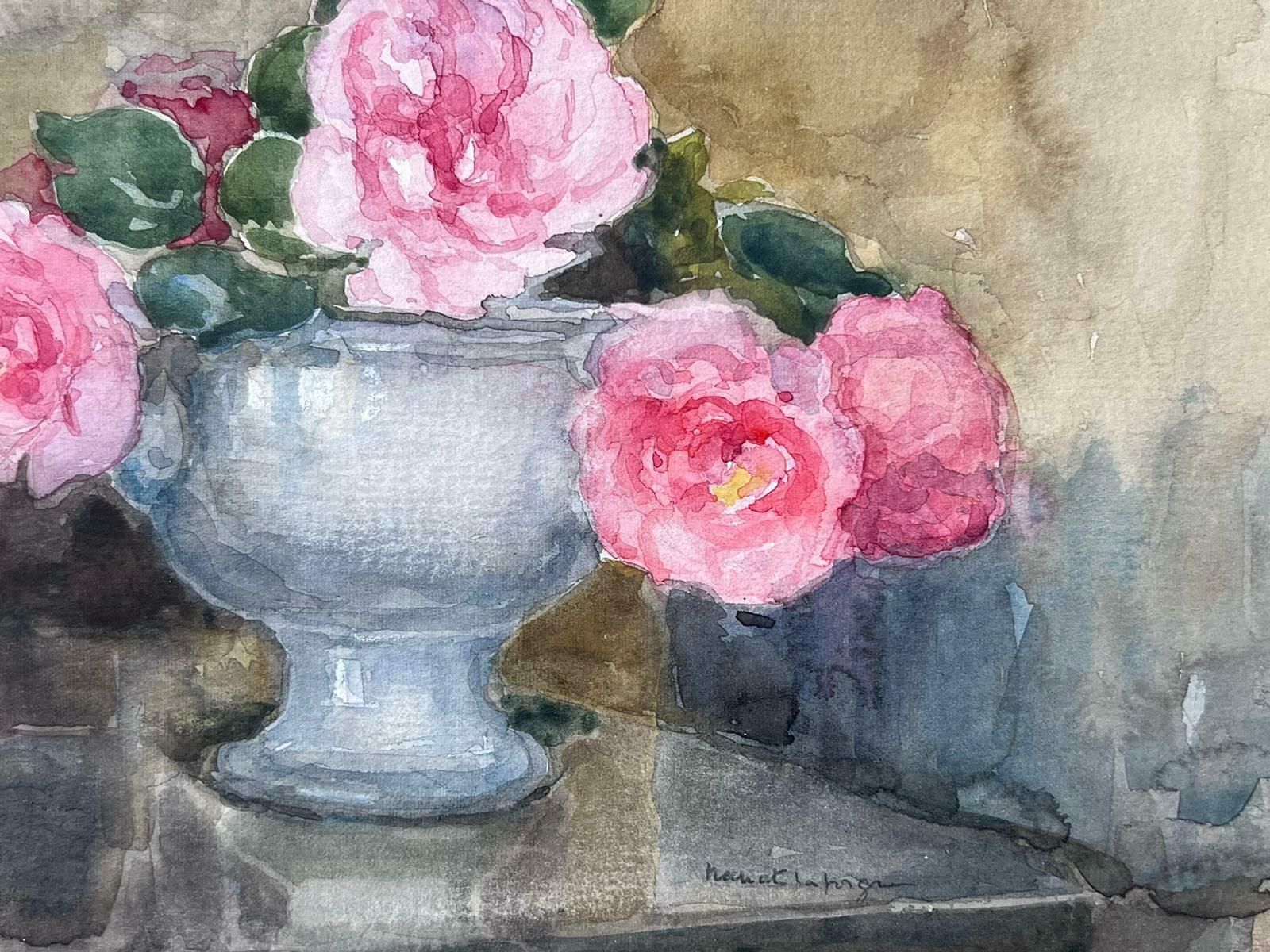 Jean Laforguebowl Of Pink Roses Mid 20th Century French Post Impressionist Signed Painting photo furniture