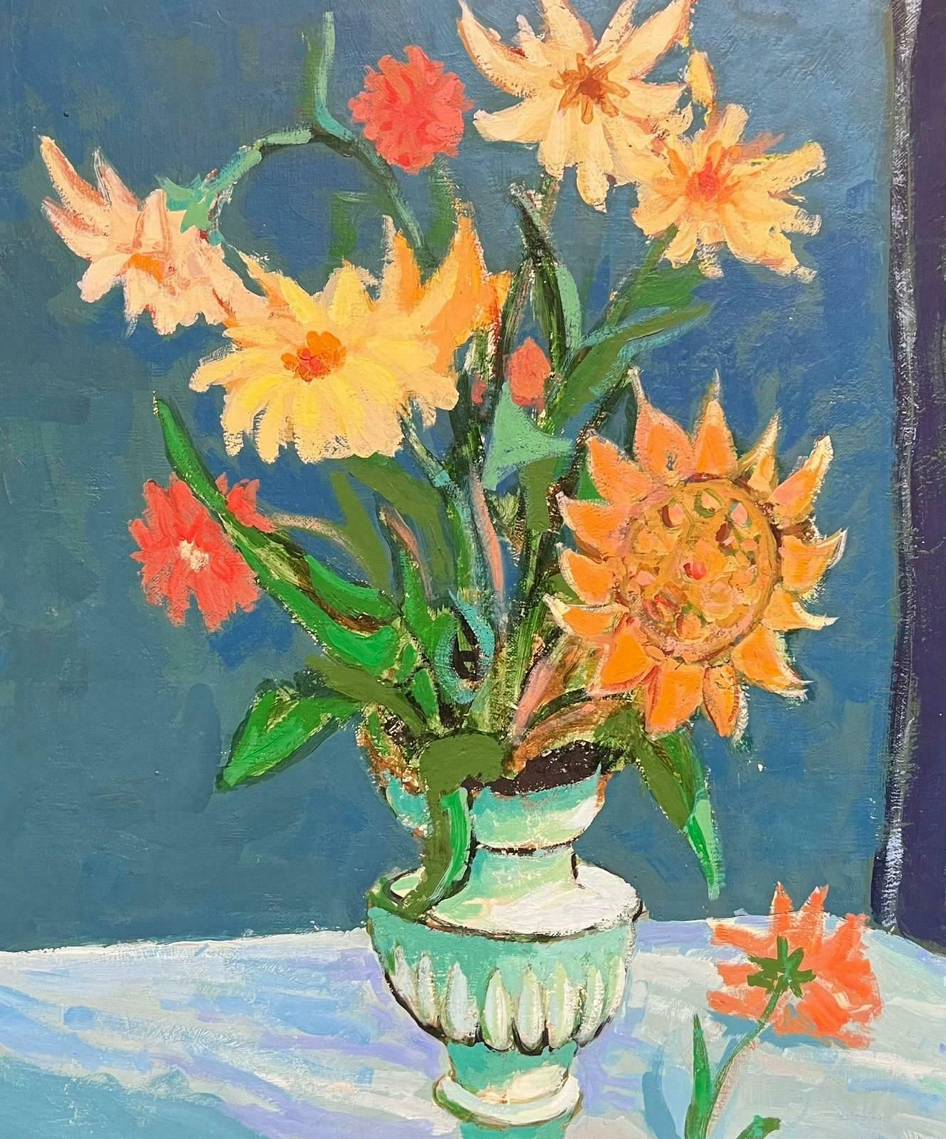 Michel Kritzfrench Impressionist Signed Oil Sunflowers In Interior Room Setting 20th Century photo for sale